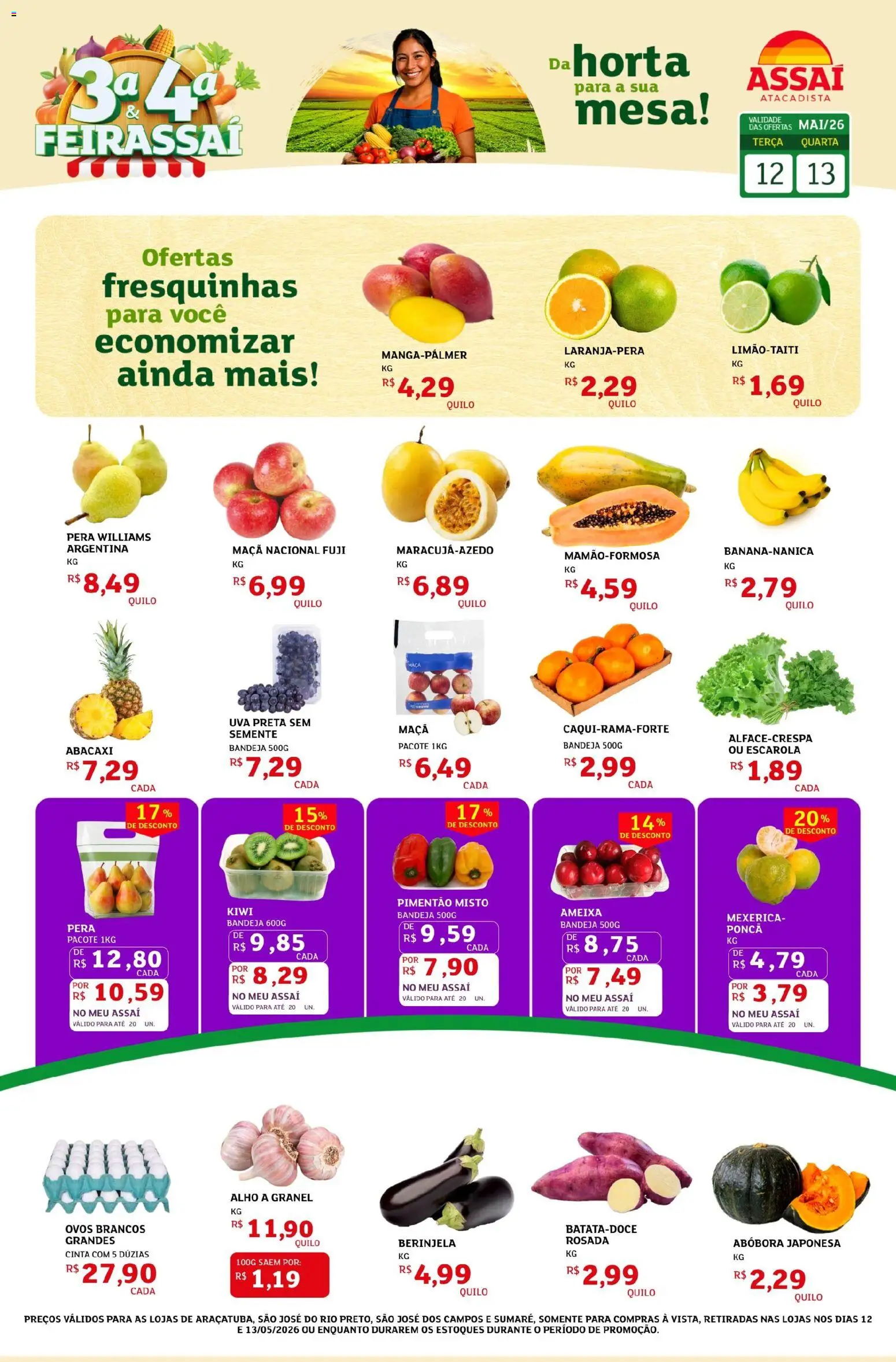 Assaí Atacadista Folheto - válido de 12.05.2026 | Página: 1 | Produtos: Alho, Mesa, Bandeja, Ameixa