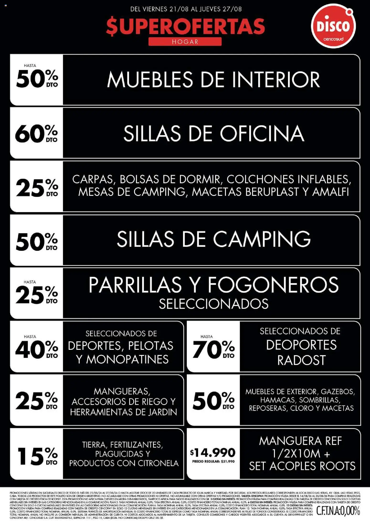 Disco - Ofertas | Electro, T. Libre y más │ válido desde el 20/08/2026 | Página: 4 | Productos: Disco, Macetas, Manguera, Citronela