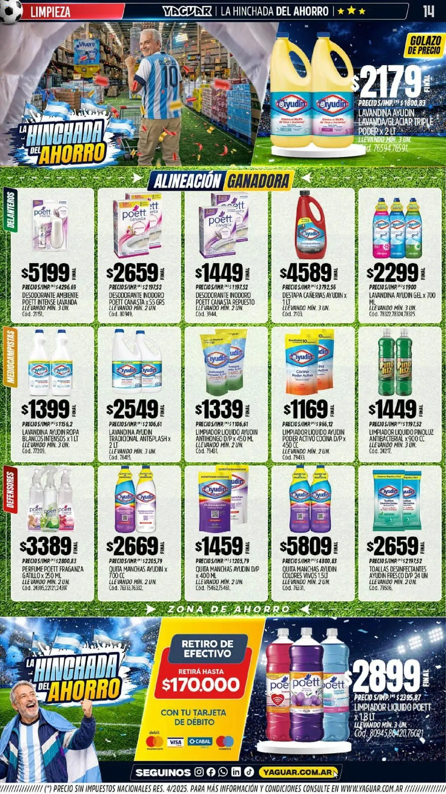 Yaguar - Oferta Semanal Mar del Plata │ válido desde el 08.06.2026 | Página: 14 | Productos: Lavandina, Cocina, Inodoro, Canasta