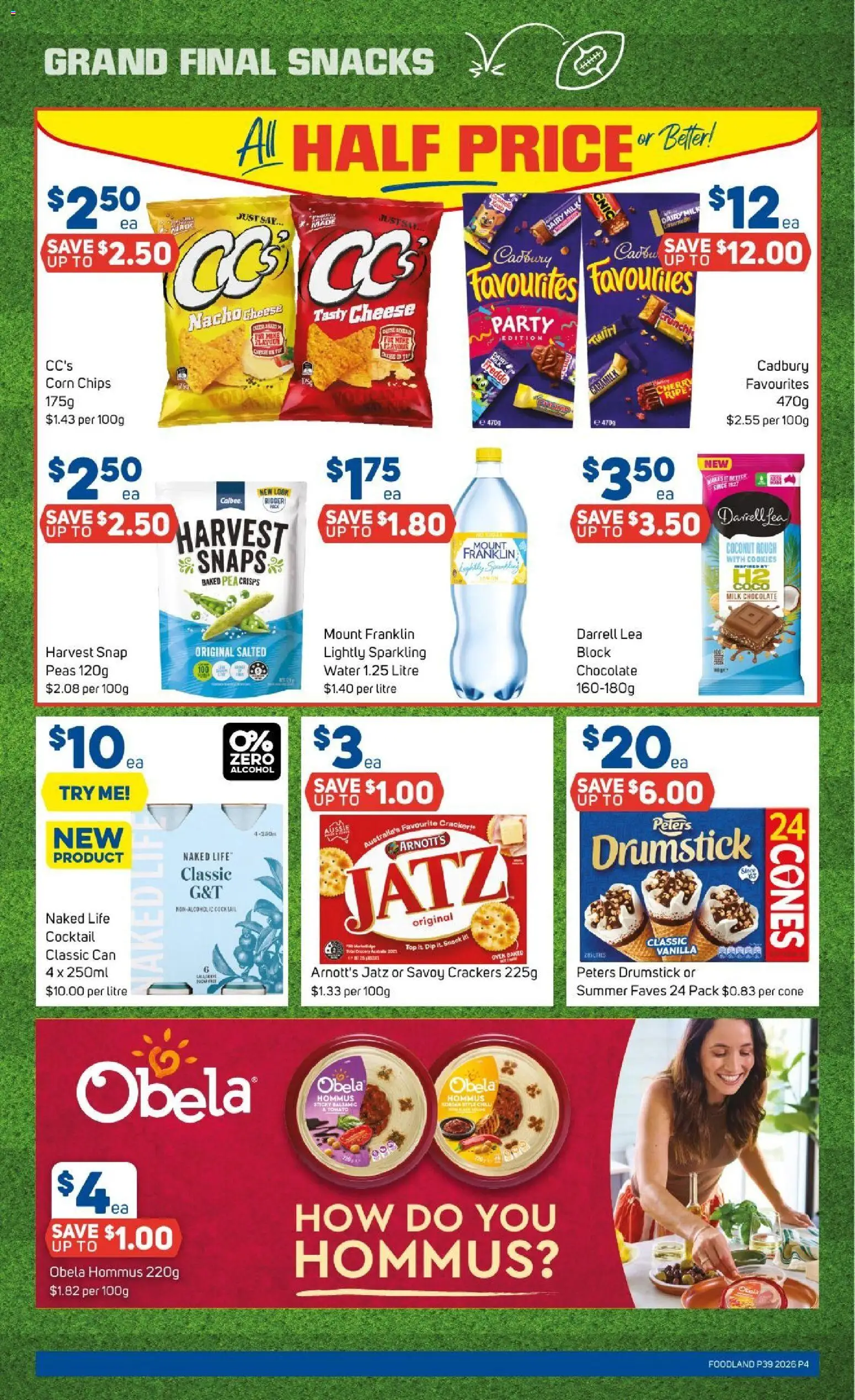 Foodland catalogue - valid from 23/09/2026 | Page: 4 | Products: Milk, Alcohol, Chips, Cookies