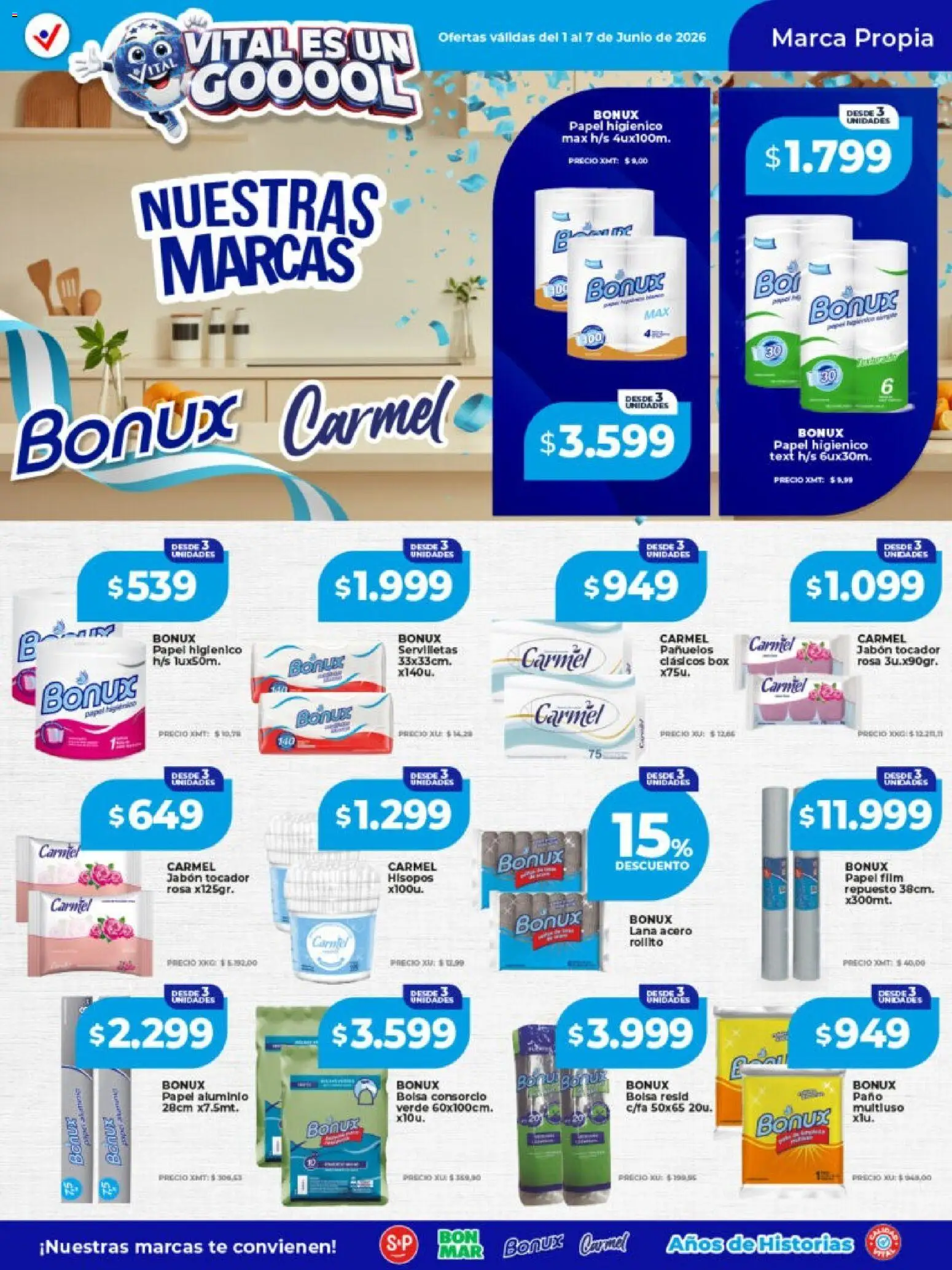 Vital - Especial nuestras marcas │ válido desde el 01.06.2026 | Página: 2 | Productos: Papel higiénico, Bolsa, Servilletas, Té