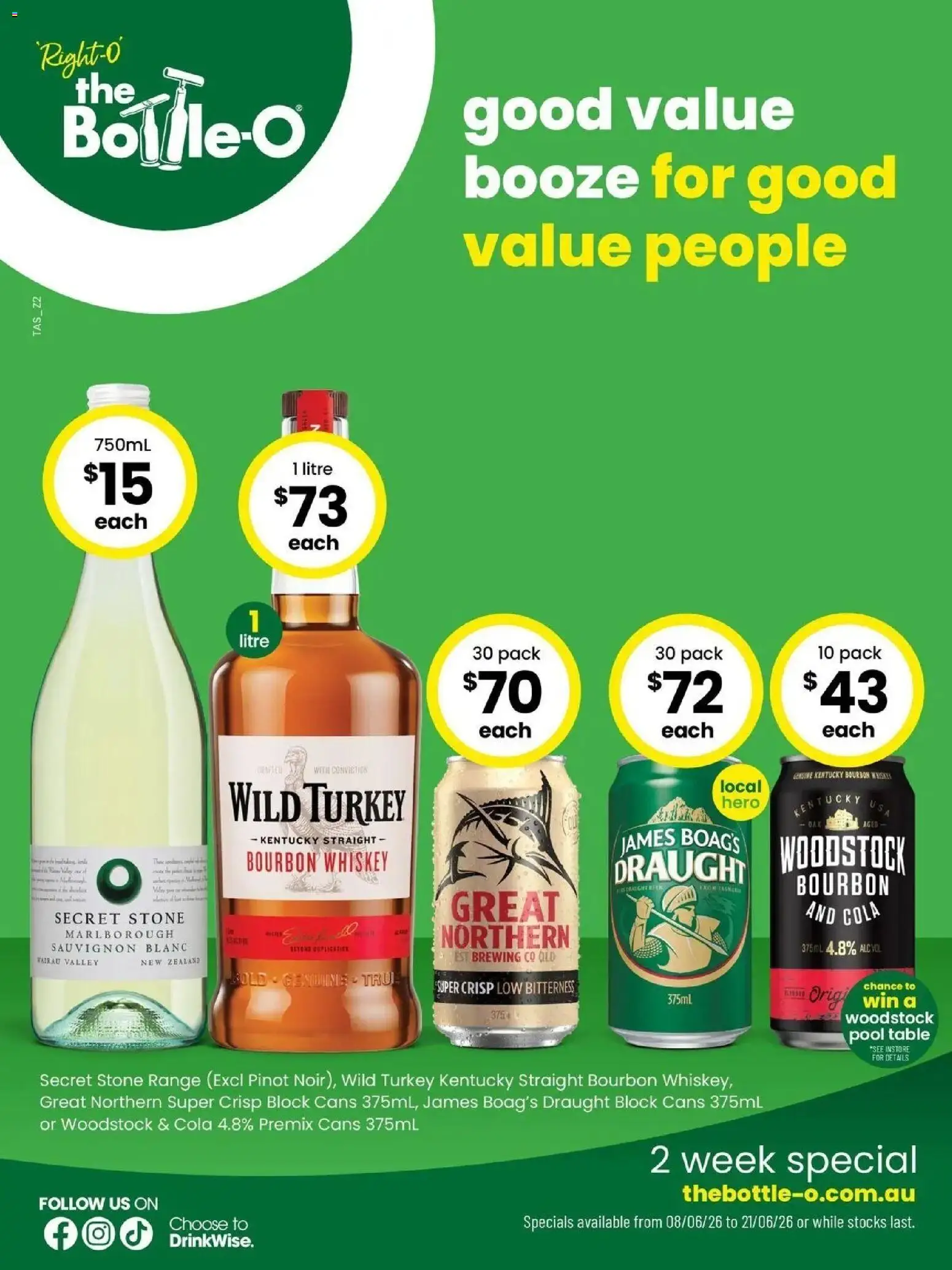 The Bottle-O catalogue - valid from 08.06.2026 | Page: 1 | Products: Table, Bourbon, Whiskey, Turkey
