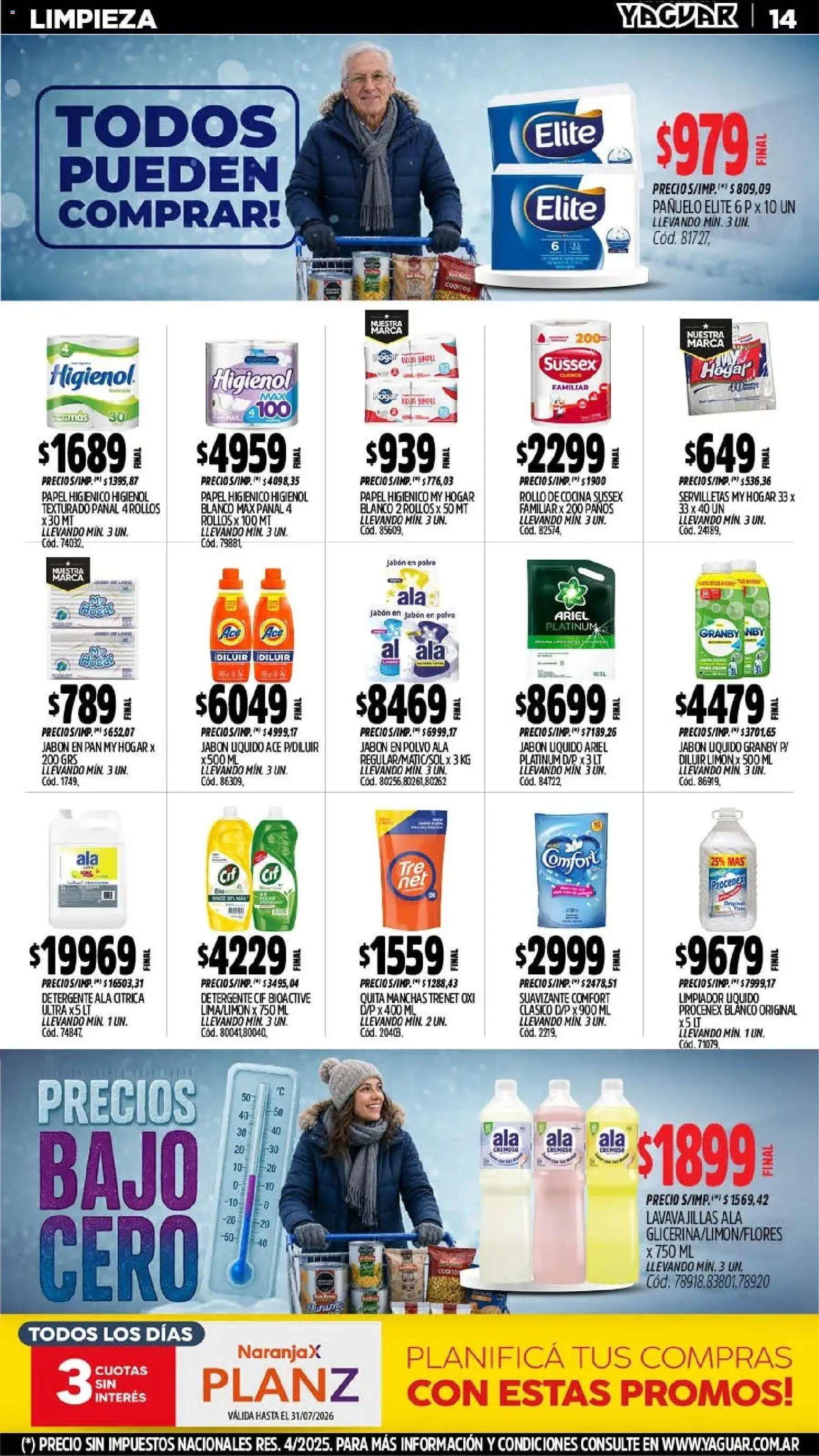 Yaguar - Oferta Semanal Neuquen │ válido desde el 27/07/2026 | Página: 16 | Productos: Papel higiénico, Pañuelo, Lavavajillas, Servilletas