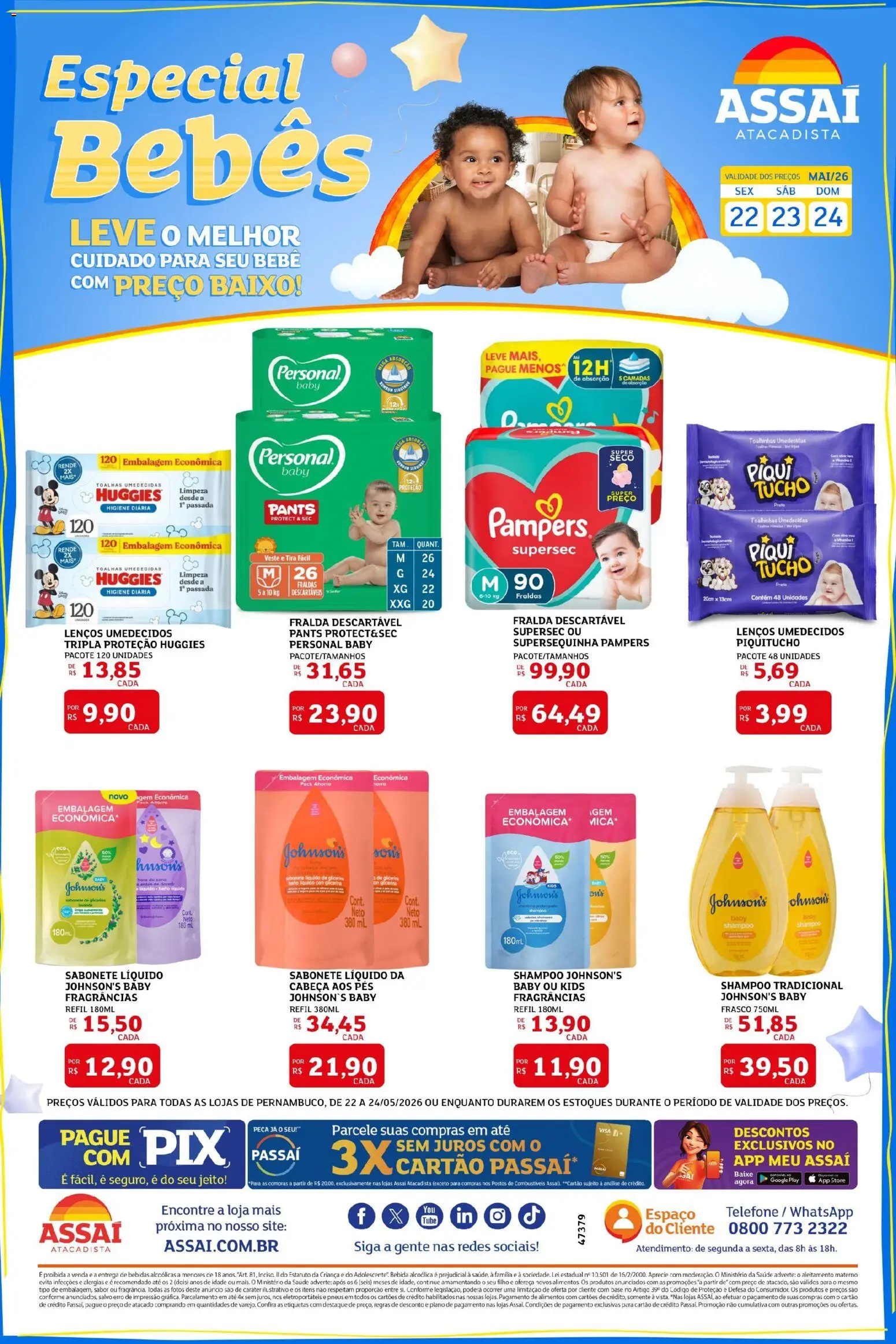 Assaí Atacadista Folheto - válido de 22.05.2026 | Página: 1 | Produtos: Shampoo, Pneus, Base, Fraldas