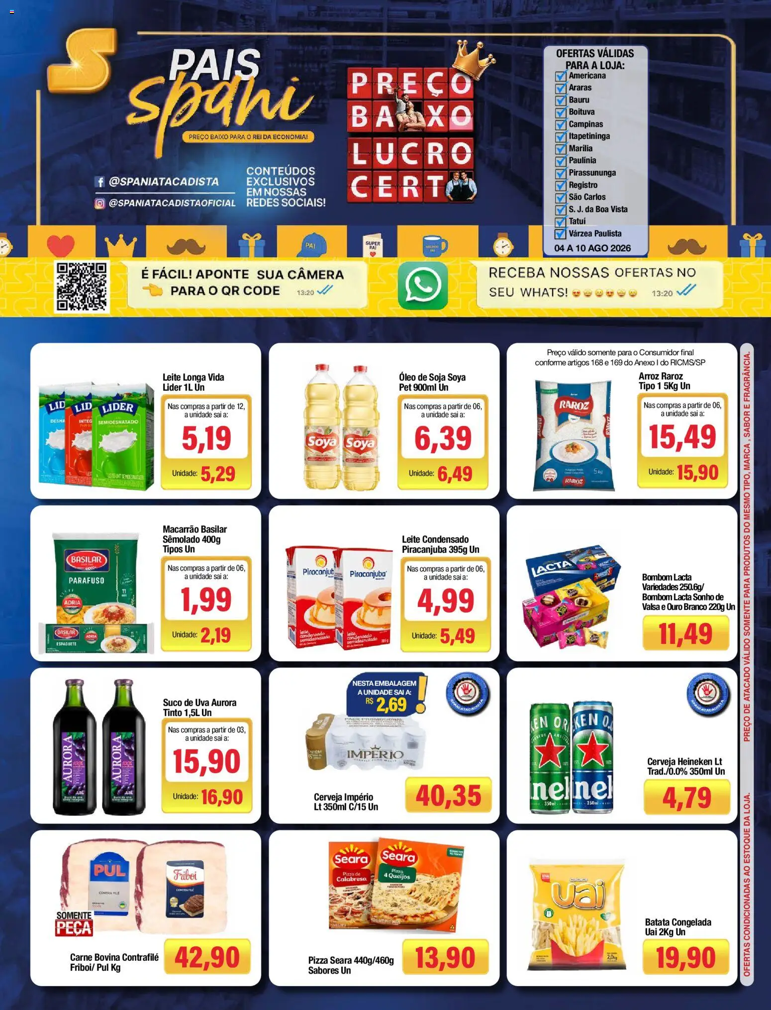 Spani Atacadista Folheto - válido de 04/10/2026 | Página: 1 | Produtos: Pizza, Cerveja, Macarrão, Batata