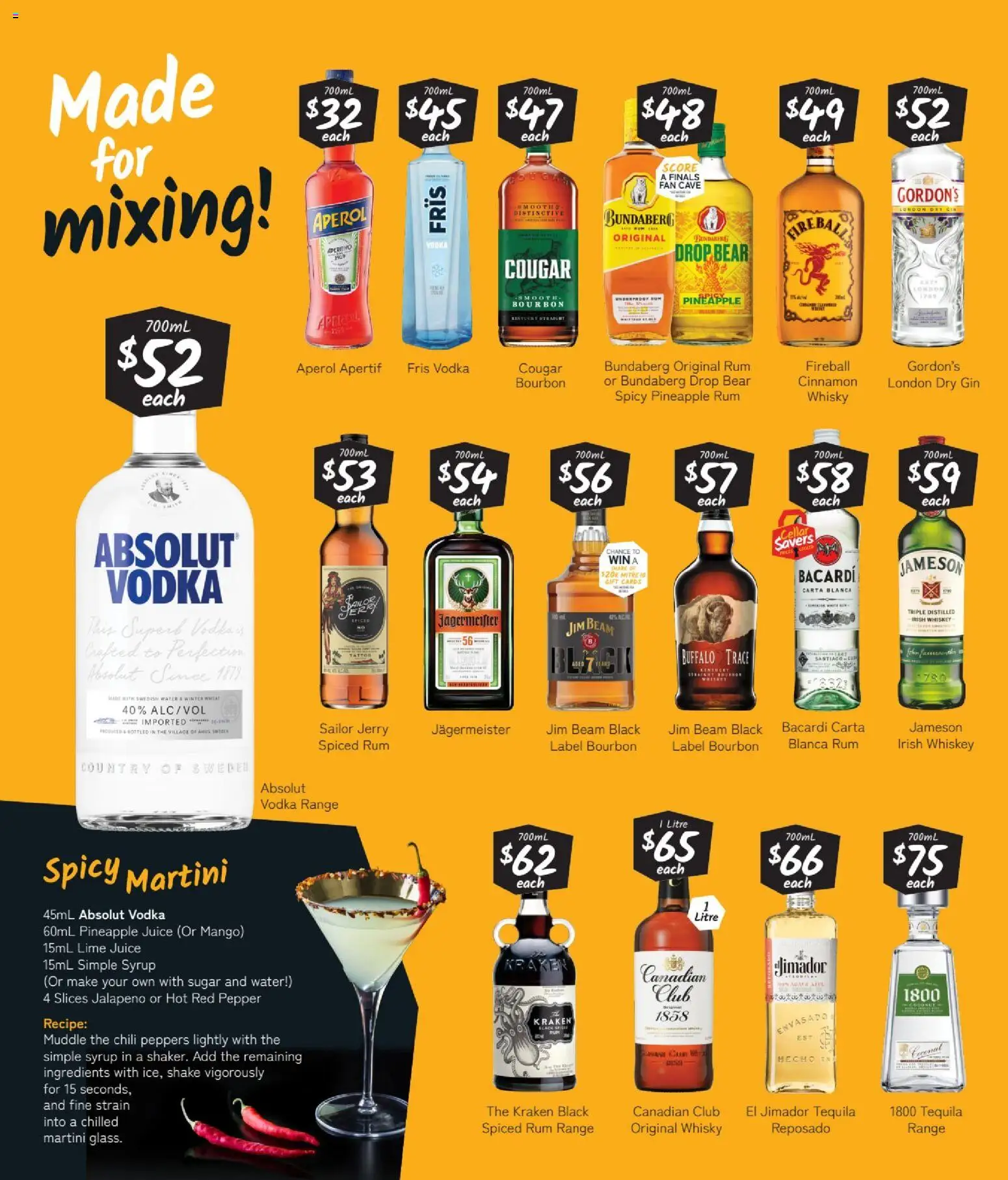 Cellarbrations catalogue - valid from 21/09/2026 | Page: 5 | Products: Jim Beam, Absolut Vodka, Pineapple juice, Jägermeister