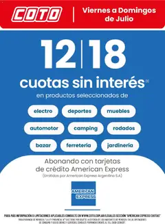 Vista previa Coto - Amex Julio válido desde el 20/07/2026