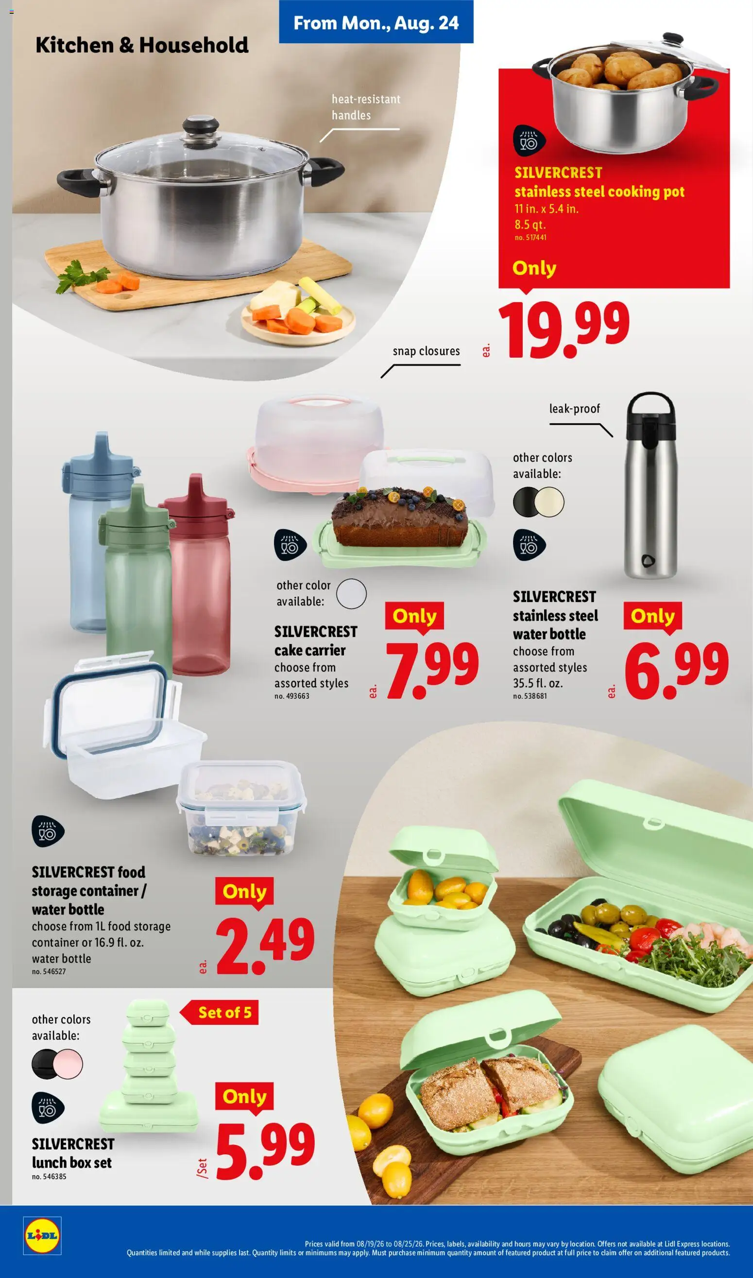 Lidl Weekly Ad - valid from 08/19/2026 | Page: 32 | Products: Food storage container, Box, Water, Cake