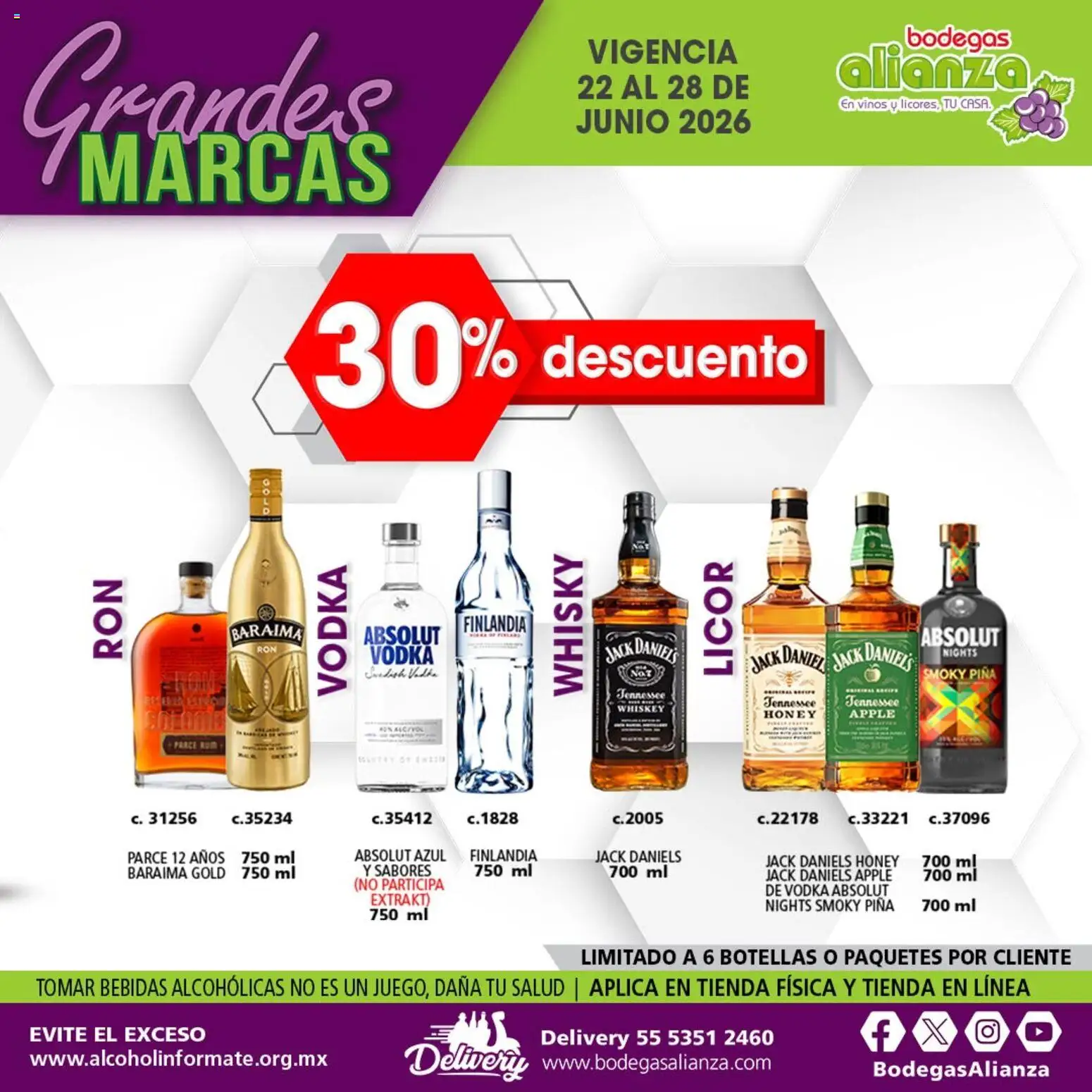 Nuevas ofertas de Bodegas Alianza válidas en toda la República Mexicana desde el 22/06/2026. ¡Encuentra las mejores ofertas en Bodegas Alianza catálogo Grandes Marcas! | Página: 3 | Productos: Whiskey, Piña, Vodka, Whisky
