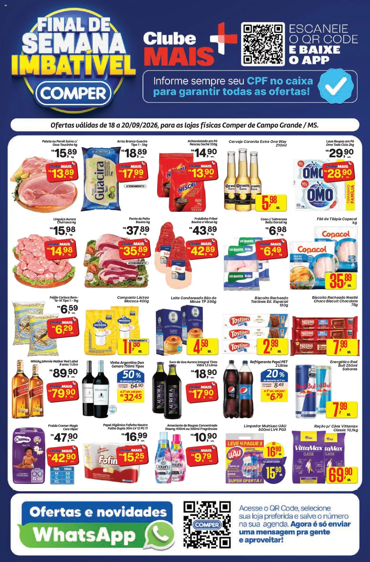Comper Folheto - válido de 18/09/2026 | Página: 1 | Produtos: Fraldinha, Refrigerante, Leite condensado, Filé de tilápia
