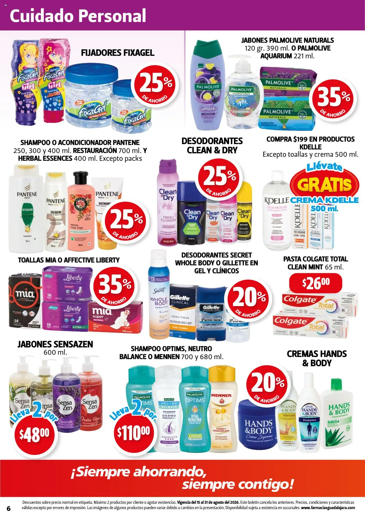 Nuevas ofertas de Farmacia Guadalajara válidas en toda la República Mexicana desde el 15/08/2026. ¡Encuentra las mejores ofertas en Farmacia Guadalajara catálogo! | Página: 6 | Productos: Smoothie, Crema, Agua, Agua micelar