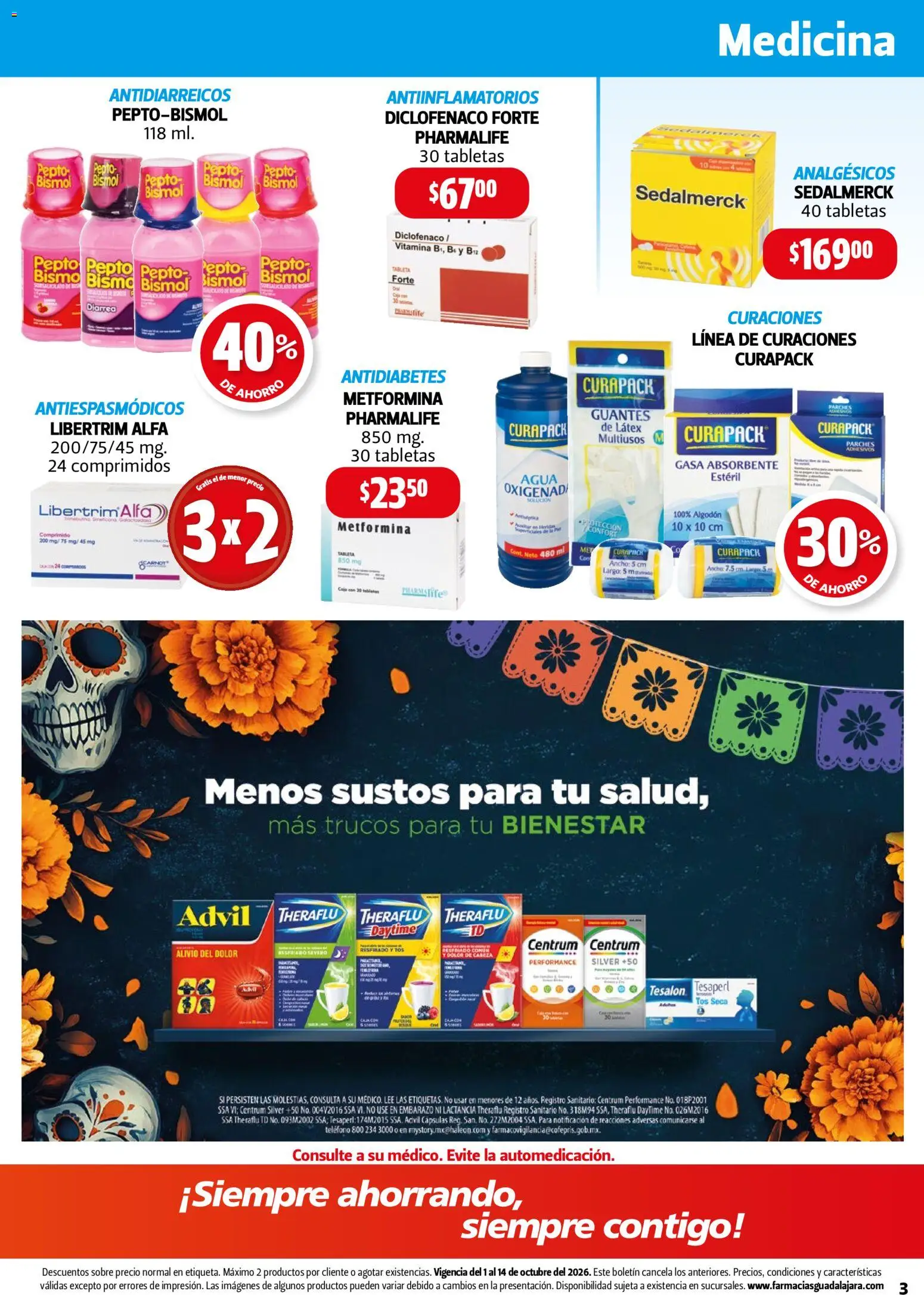 Nuevas ofertas de Farmacia Guadalajara válidas en toda la República Mexicana desde el 01/10/2026. ¡Encuentra las mejores ofertas en Farmacia Guadalajara catálogo! | Página: 3 | Productos: Guantes, Algodón, Cápsulas, Sobre