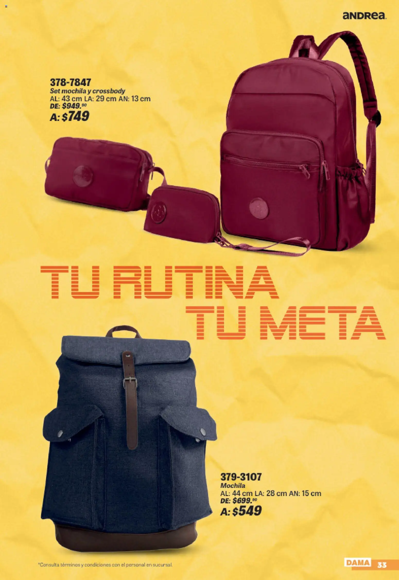 Nuevas ofertas de Andrea válidas en toda la República Mexicana desde el 19/07/2026. ¡Encuentra las mejores ofertas en Andrea catálogo Sports Week! | Página: 33 | Productos: Mochila