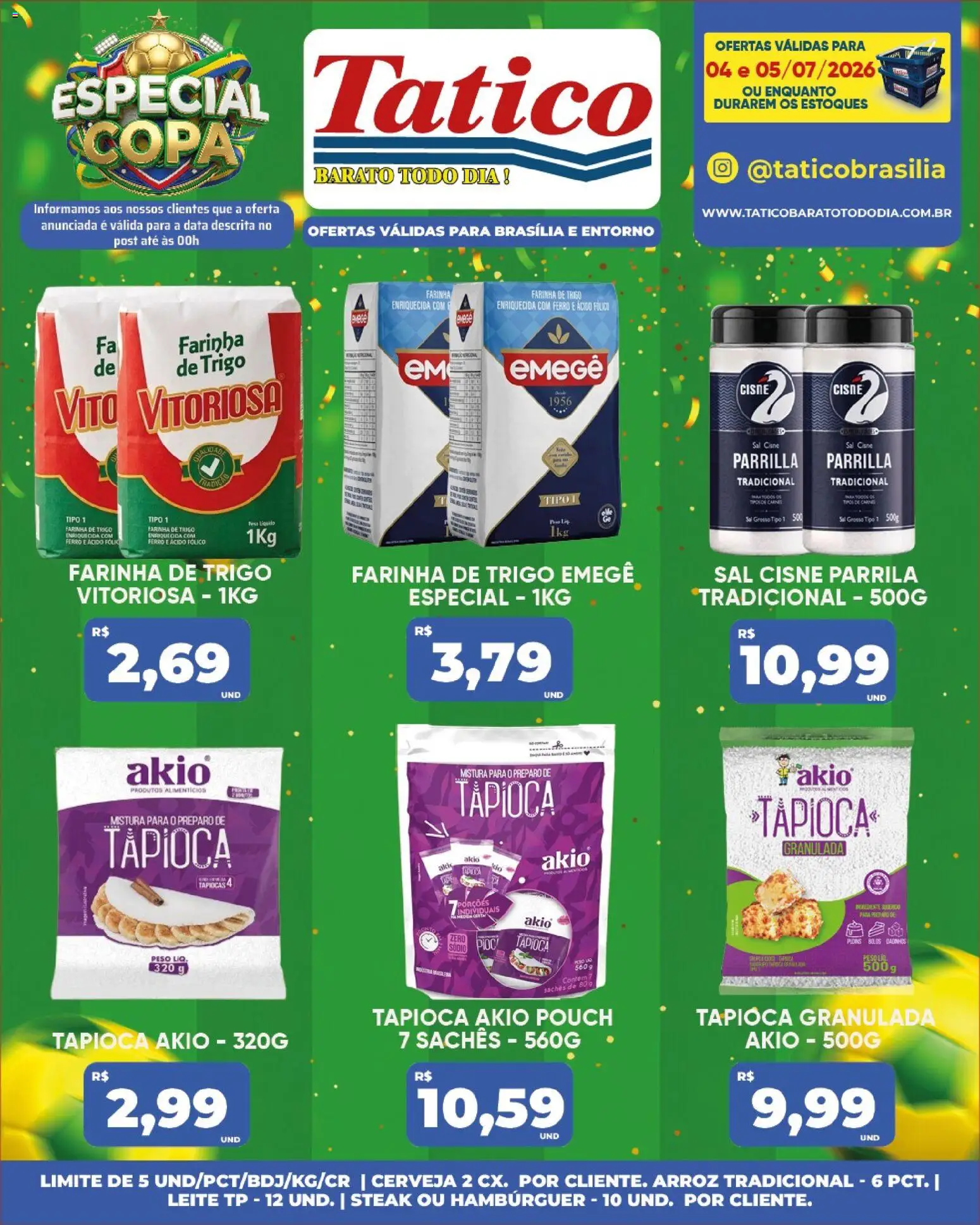 Tatico Folheto - válido de 04/07/2026 | Página: 24 | Produtos: Leite, Copa, Hambúrguer, Sal