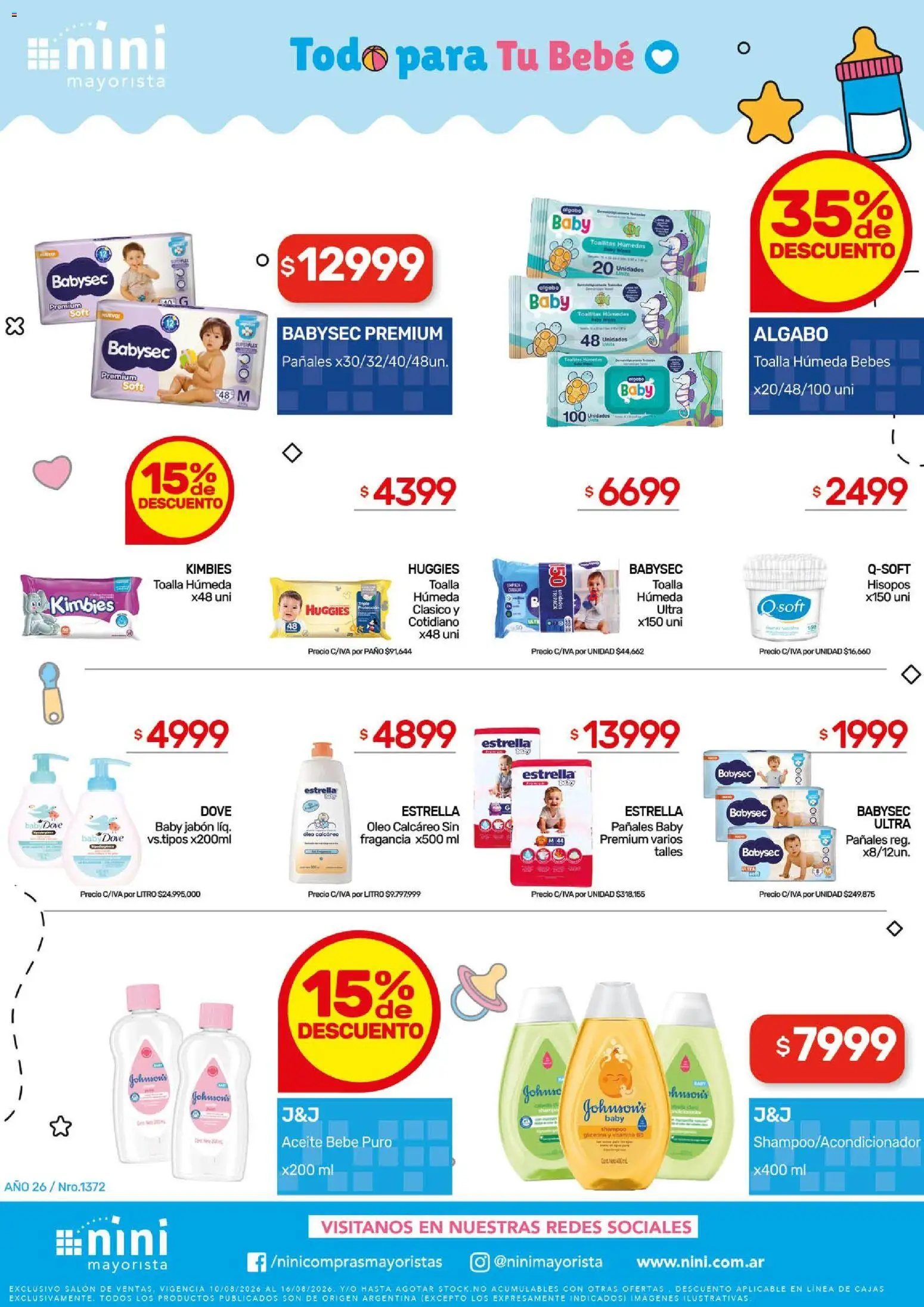 NINI Mayorista ofertas │ válido desde el 10/08/2026 | Página: 6 | Productos: Aceite, Shampoo, Jabón, Pañales