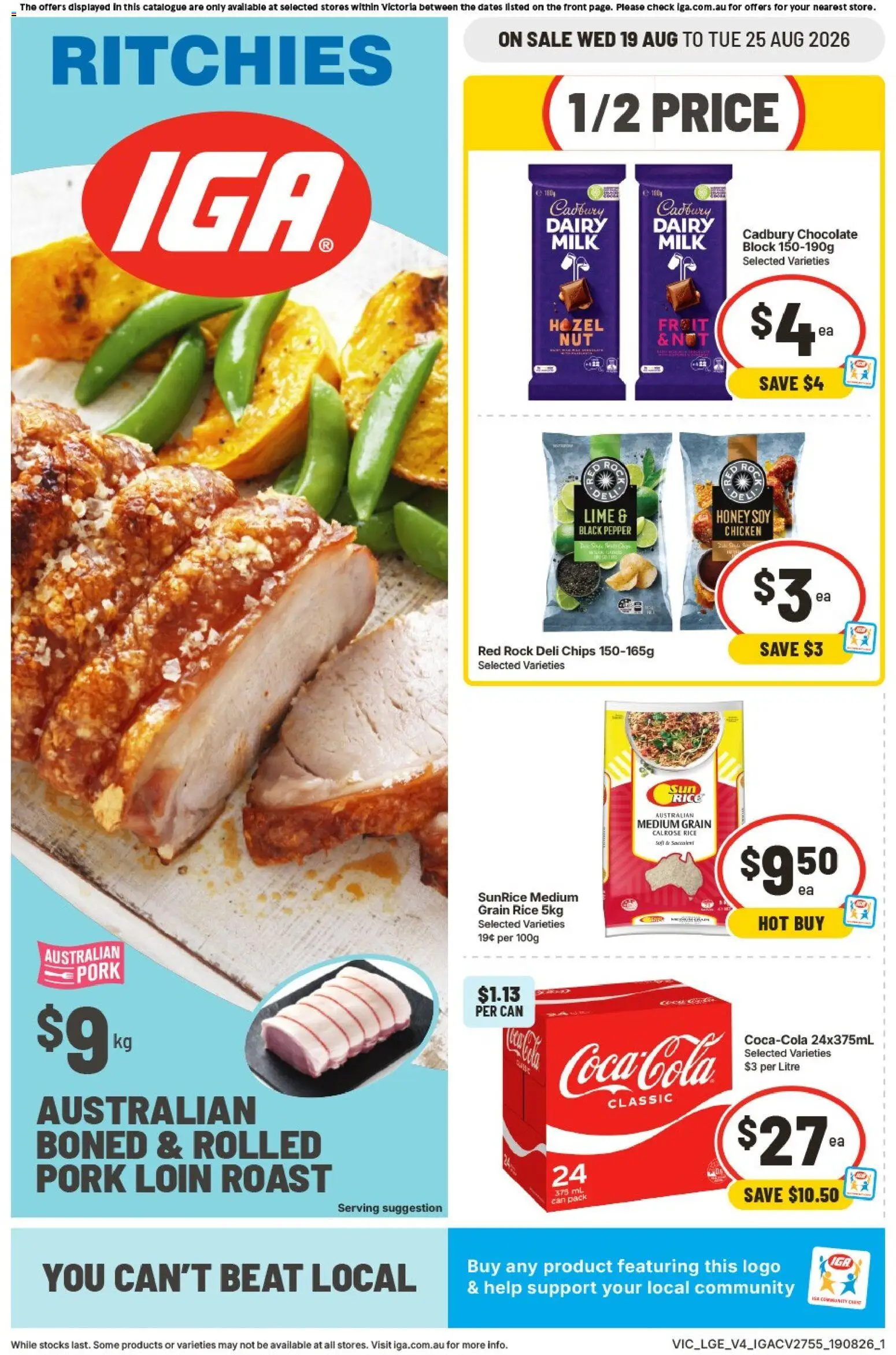 Ritchies catalogue - valid from 19/08/2026 | Page: 1 | Products: Pork loin, Chocolate, Chips, Roast