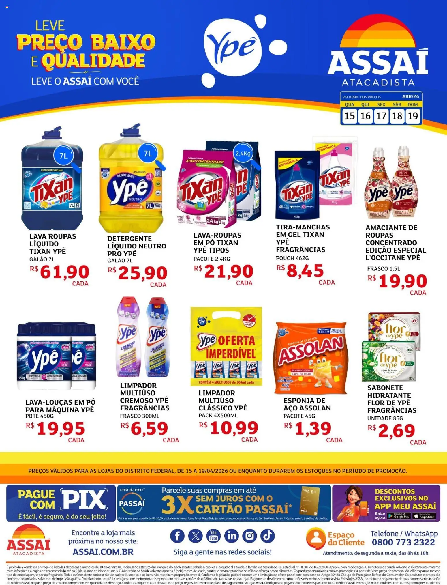 Assaí Atacadista Folheto - válido de 15.04.2026 | Página: 1 | Produtos: Pó, Pneus, Sabonete, Amaciante