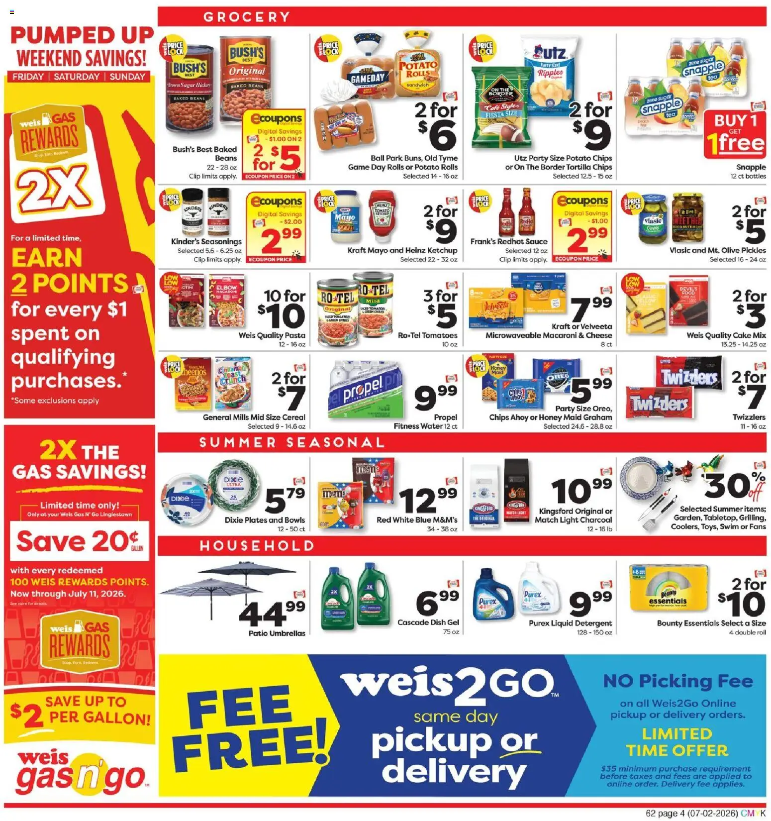 Weis Weekly Ad - valid from 07/02/2026 | Page: 4 | Products: Cheese, Pasta, Chips, Game