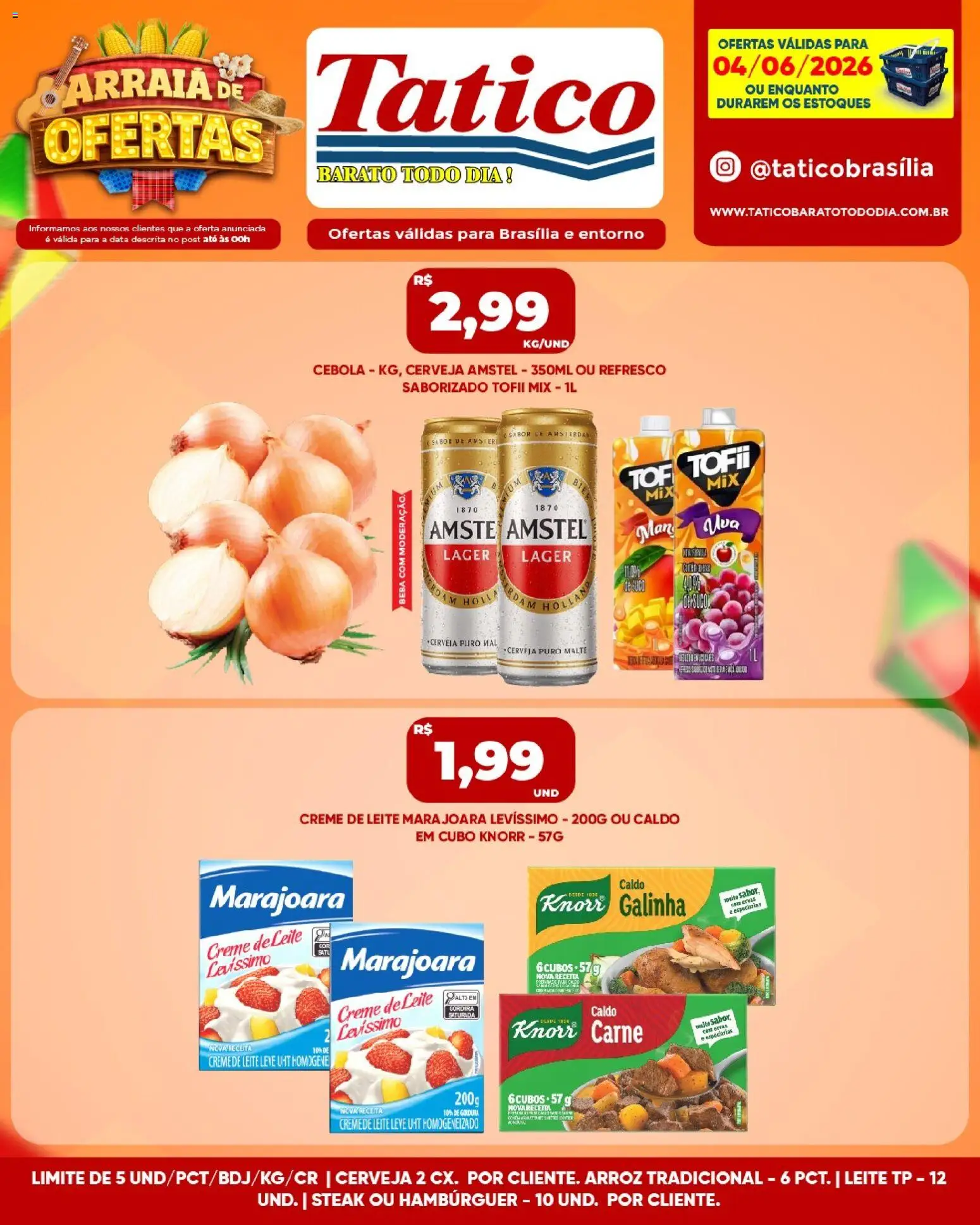 Tatico Folheto - válido de 04.06.2026 | Página: 2 | Produtos: Leite, Carne, Knorr, Creme de leite