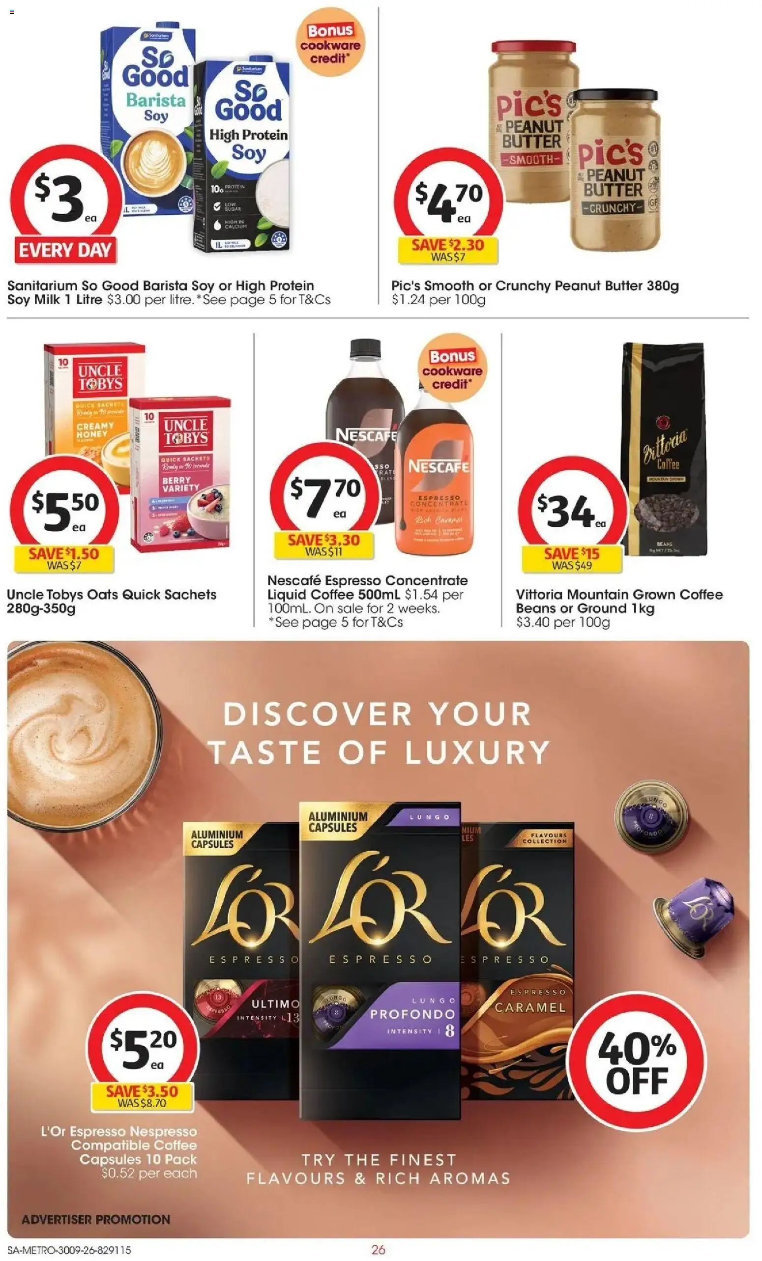 Coles catalogue - valid from 30/09/2026 | Page: 26 | Products: Milk, Butter, Sugar, Coffee beans