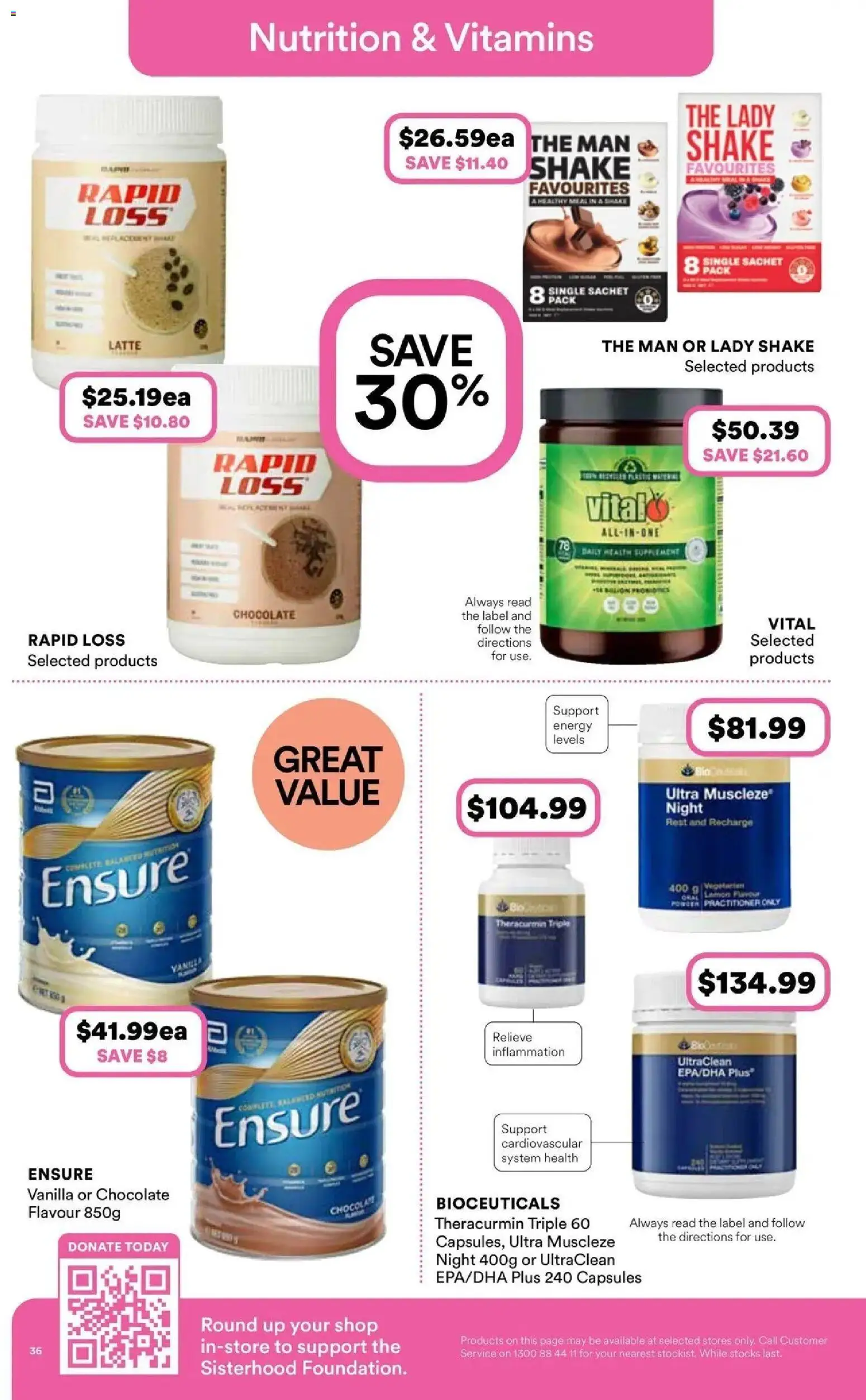 Priceline Pharmacy catalogue Albury - 13/08/2026 > weekly / monthly specials | Page: 36 | Products: Chocolate, Capsules, Vanilla