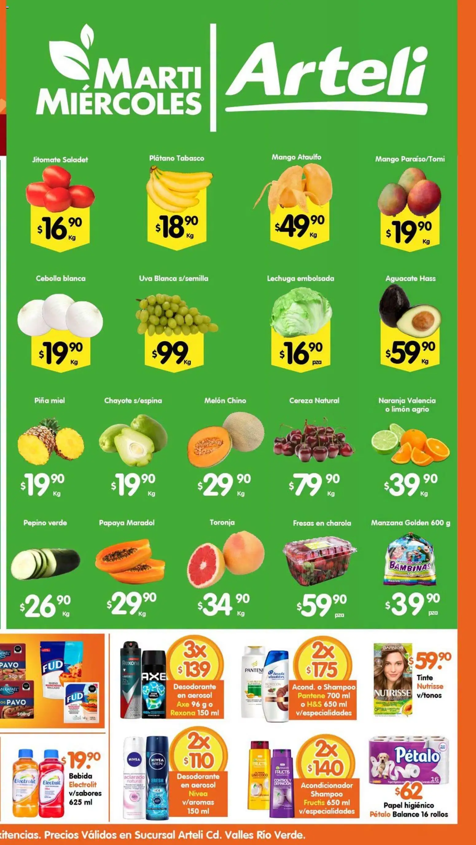 Nuevas ofertas de Arteli válidas en toda la República Mexicana desde el 14/07/2026. ¡Encuentra las mejores ofertas en Arteli folleto Valles Río Verde Altavista! | Página: 2 | Productos: Mango, Aguacate, Uva, Acondicionador