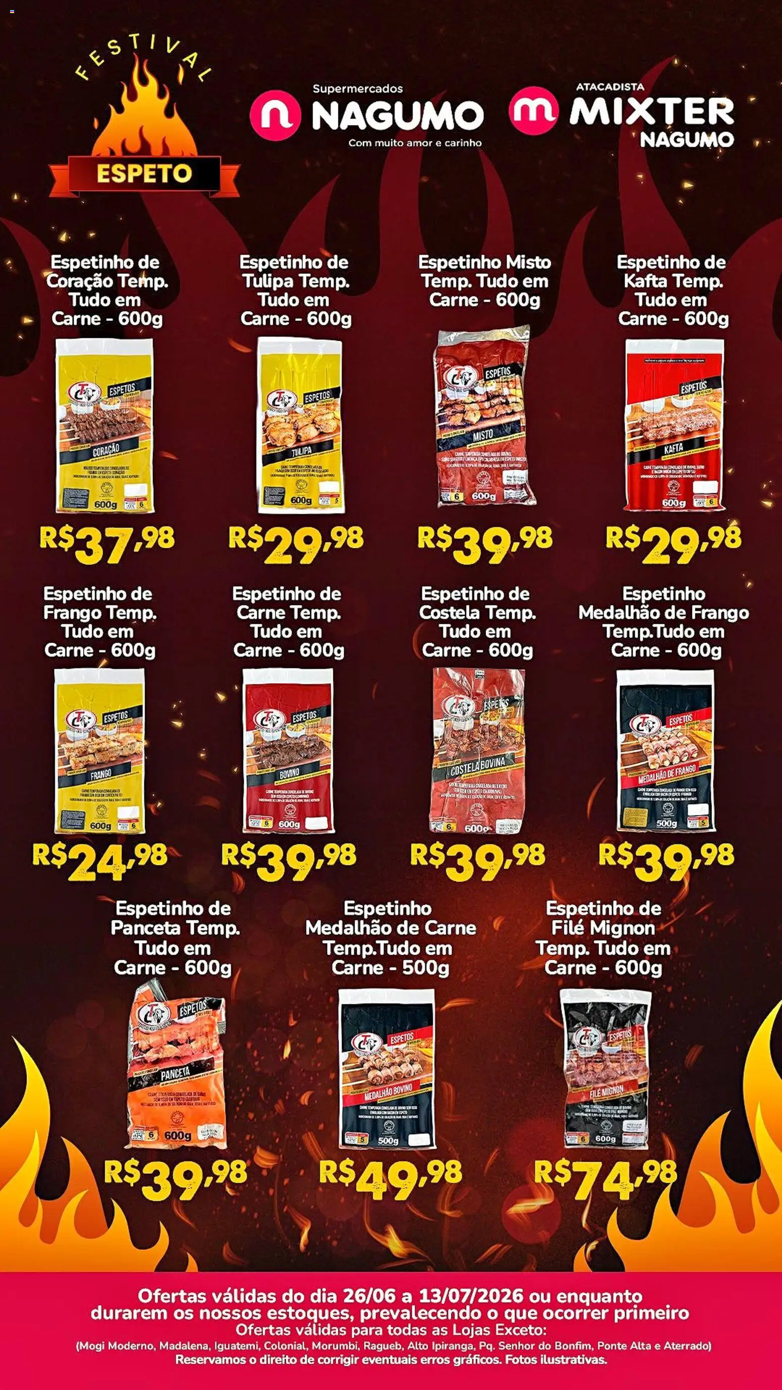 Nagumo Folheto - válido de 26/06/2026 | Página: 1 | Produtos: Filé mignon, Carne, Frango