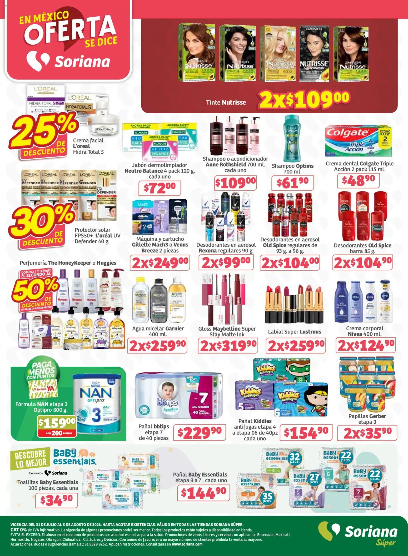 Nuevas ofertas de Soriana válidas en toda la República Mexicana desde el 31/07/2026. ¡Encuentra las mejores ofertas en Soriana Oferta se dice Soriana Súper Nacional! | Página: 8 | Productos: Agua, Acondicionador, Crema corporal, Jabón