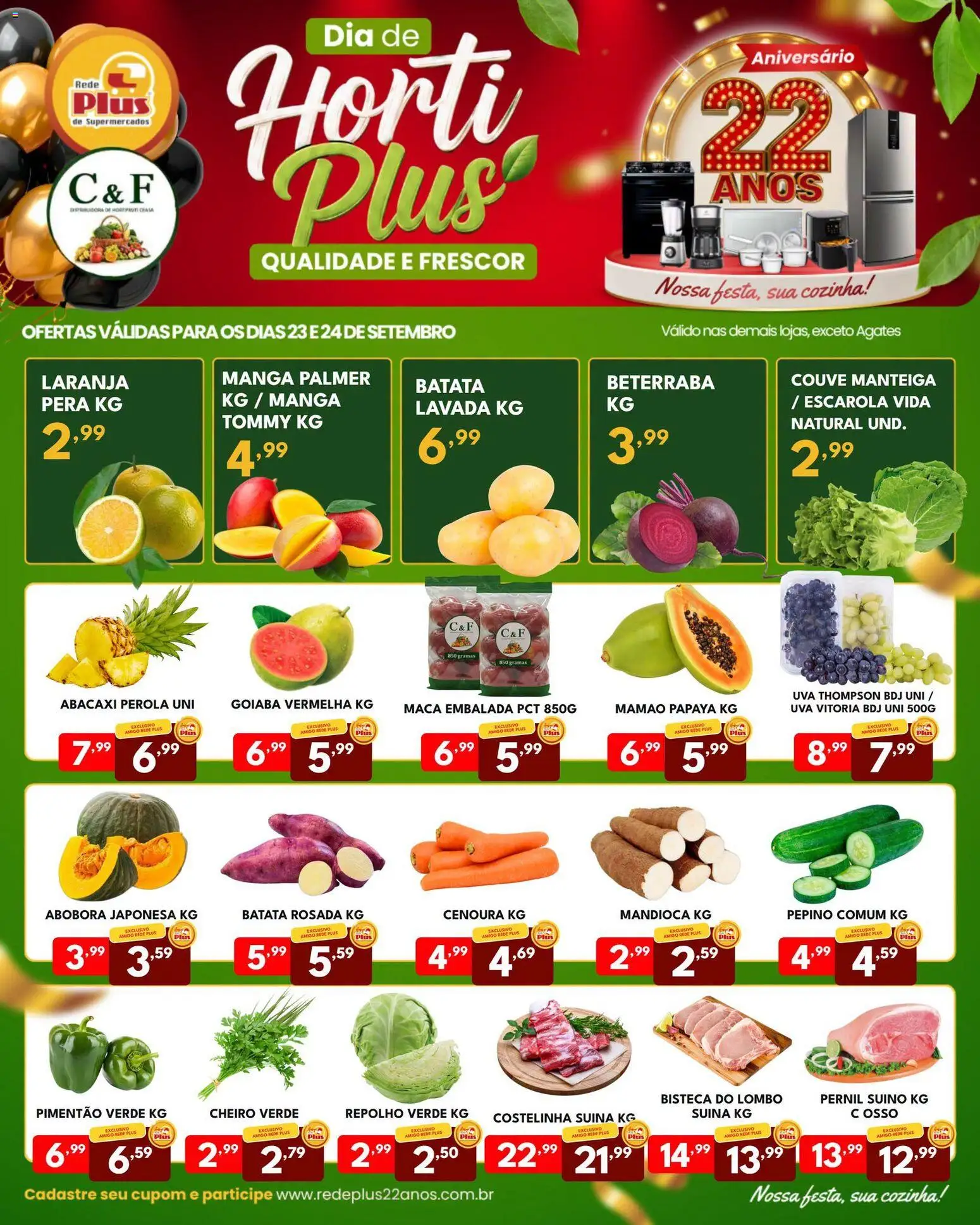 Rede Plus Supermercados Folheto - válido de 23/09/2026 | Página: 1 | Produtos: Pera, Uva, Manteiga, Abacaxi