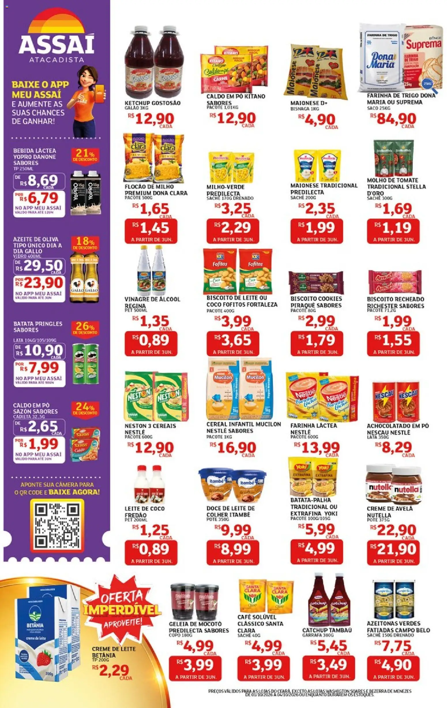 Assaí Atacadista Folheto - válido de 01/10/2026 | Página: 2 | Produtos: Farinha, Molho de tomate, Leite, Creme de leite