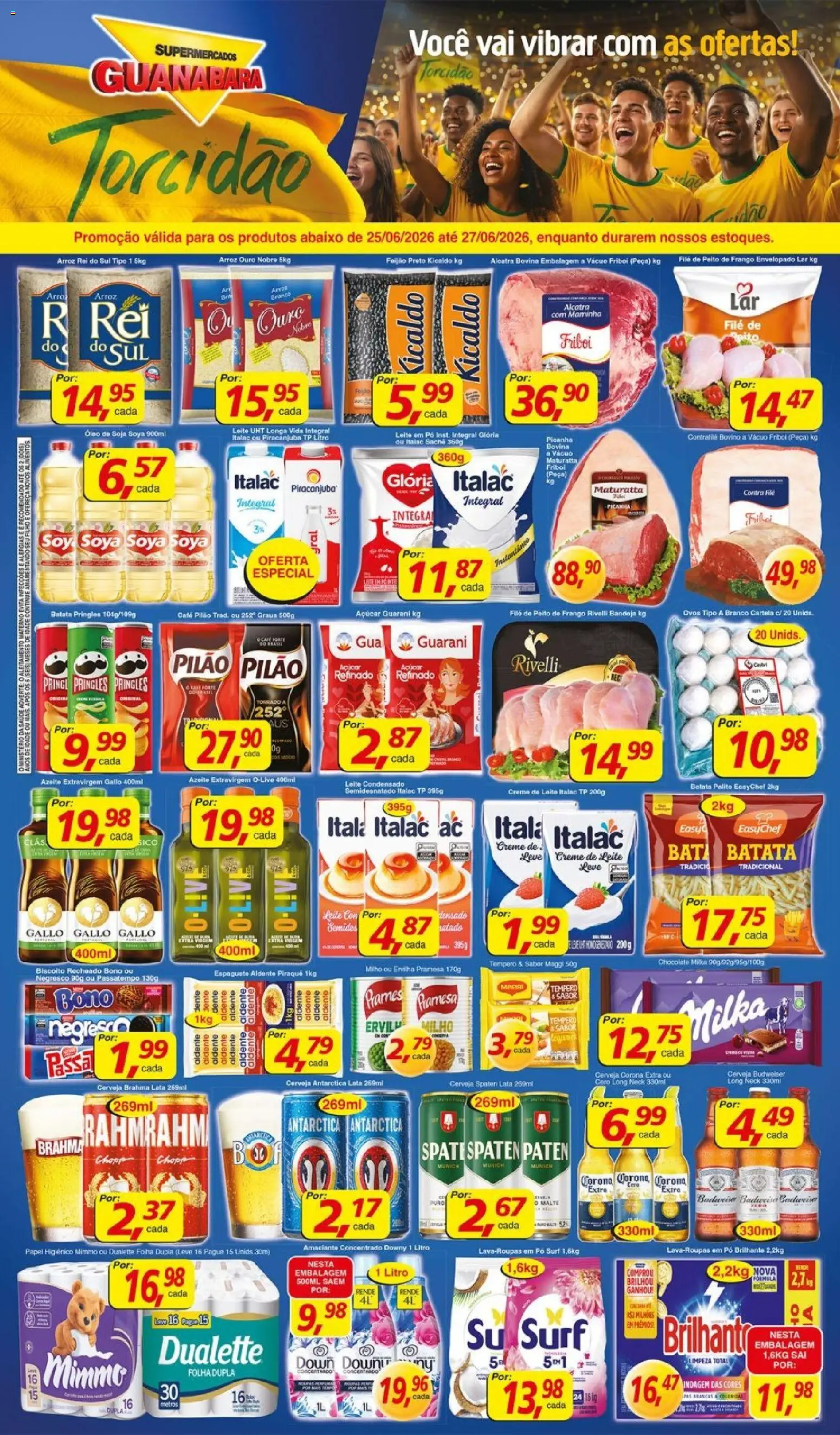 Supermercados Guanabara Folheto - válido de 25/06/2026 | Página: 16 | Produtos: Contra filé, Maminha, Picanha, Frango
