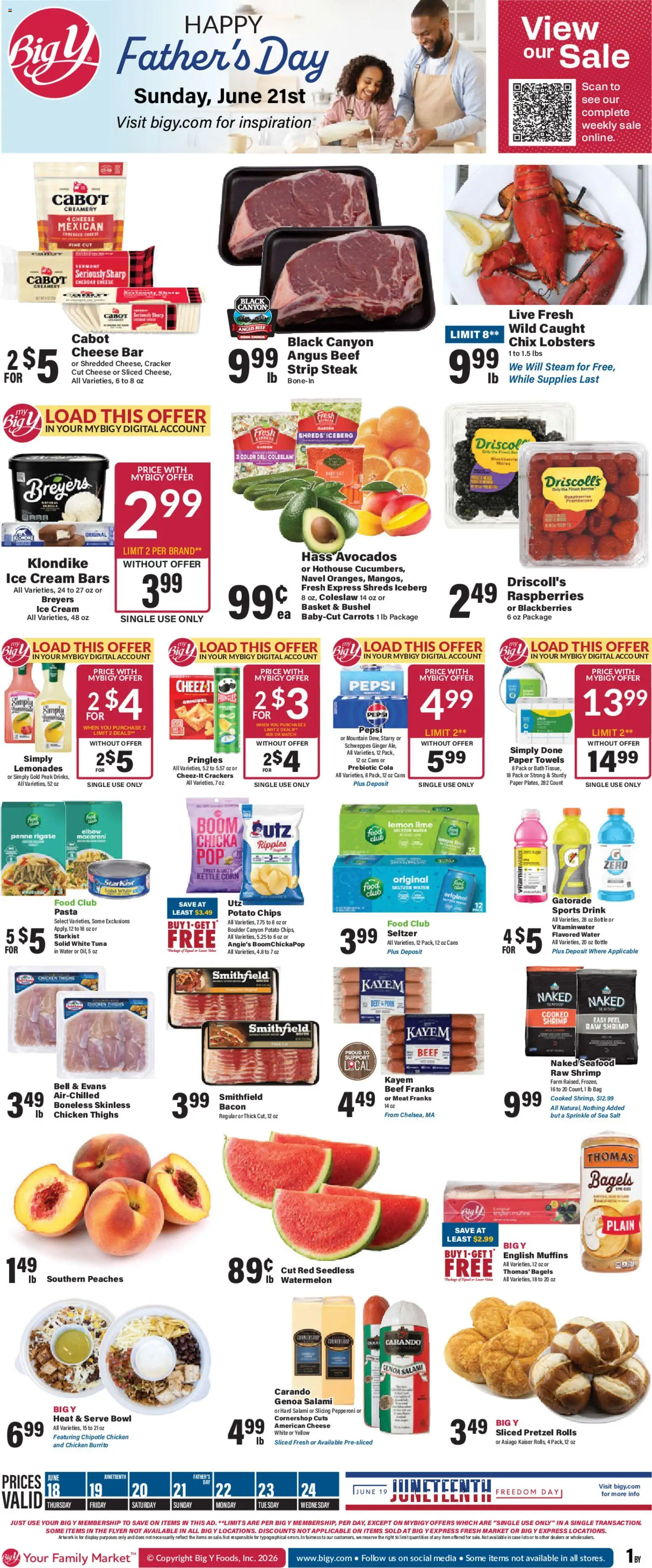 Big Y Weekly Ad - valid from 18.06.2026 | Page: 1 | Products: Corn, Salami, Beef, Lemon