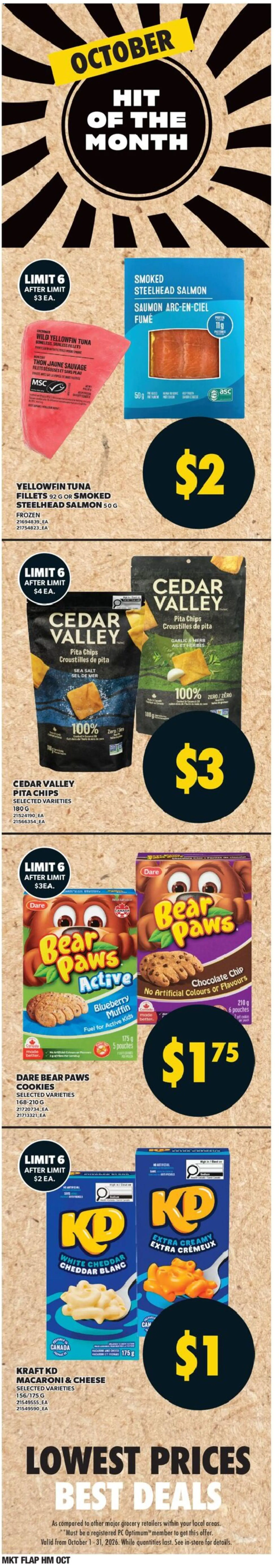 Valu Mart flyer valid from Oct 1, 2026 | Page: 5 | Products: Chips, PC, Cheese, Chocolate