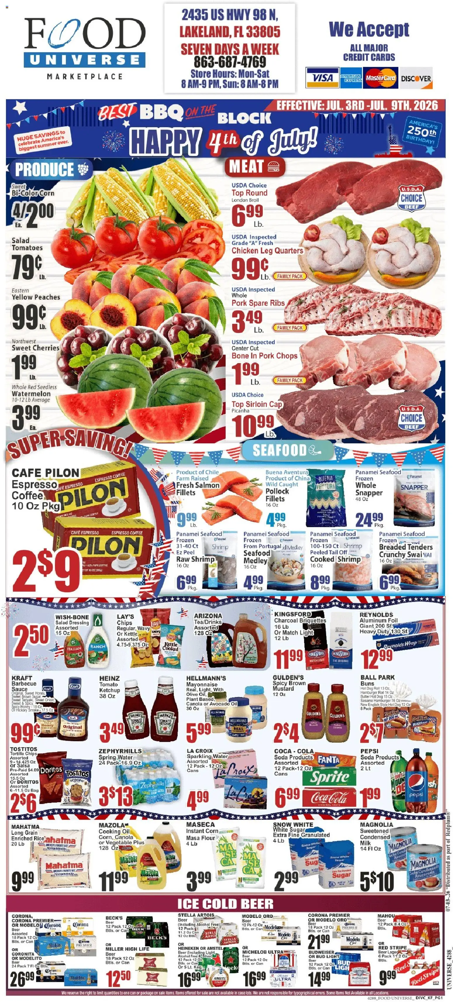 Food Universe Weekly Ad - valid from 07/03/2026 | Page: 1 | Products: Butter, Pork, Chips, Water