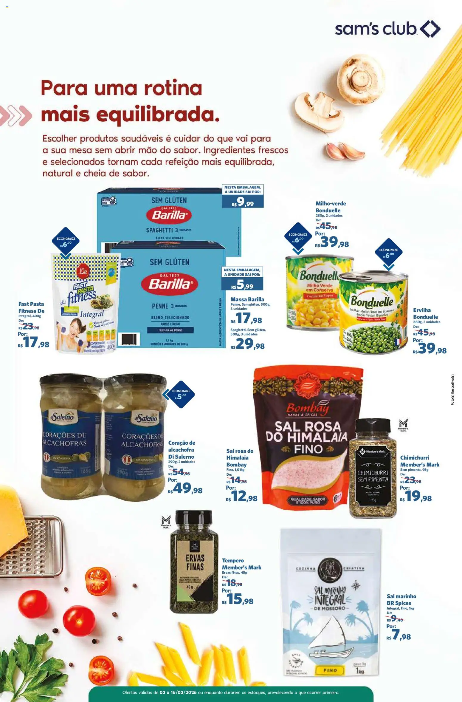 Sam's Club Folheto - válido de 03.03.2026 | Página: 7 | Produtos: Ervilha, Pasta, Massa, Sal