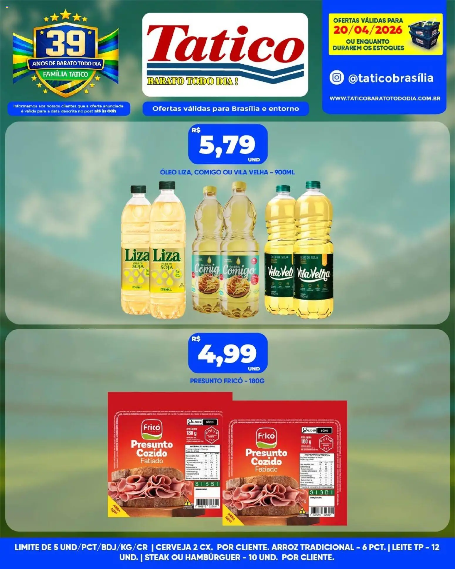 Tatico Folheto - válido de 21.04.2026 | Página: 25 | Produtos: Leite, Presunto, Hambúrguer, Soja