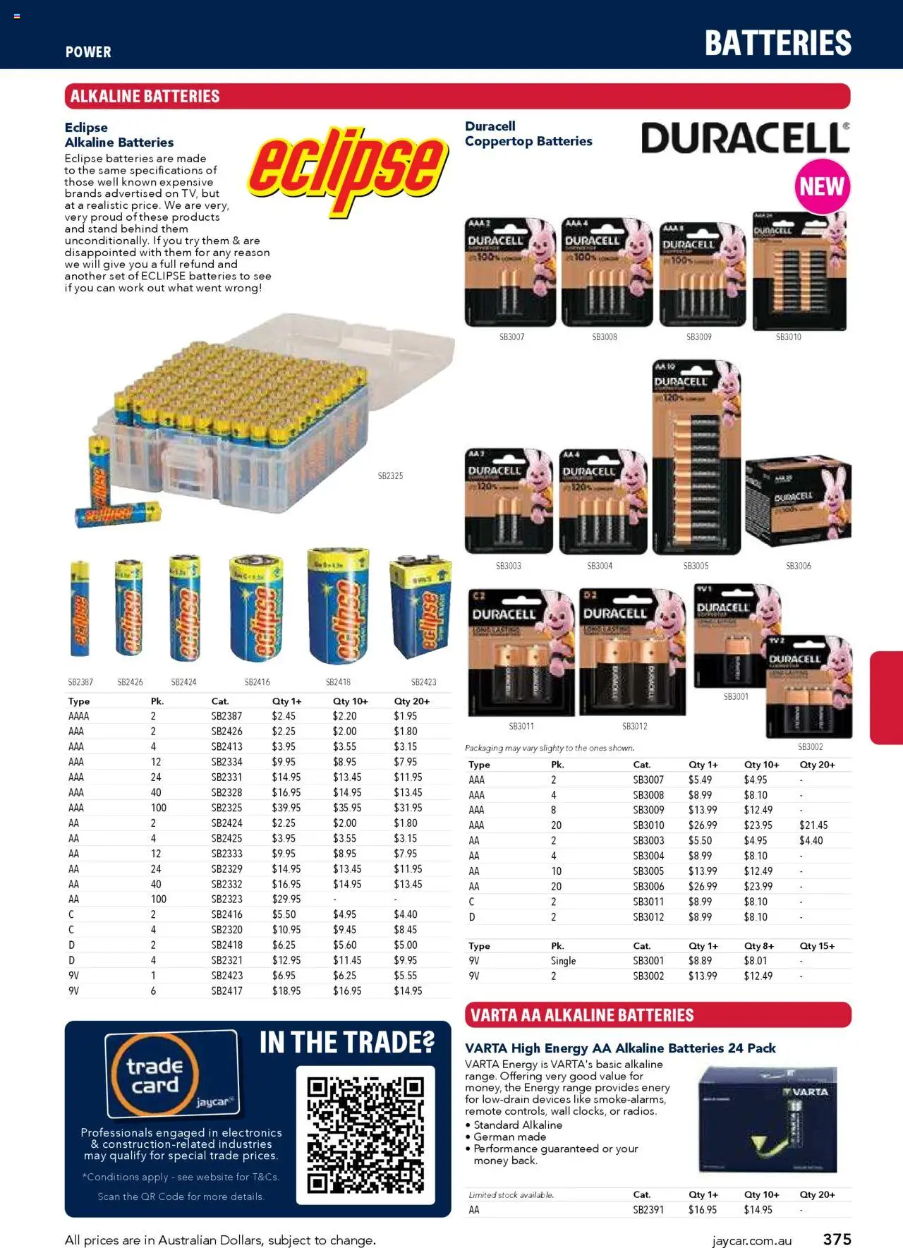 Jaycar catalogue - valid from 09/07/2025 | Page: 375 | Products: Batteries