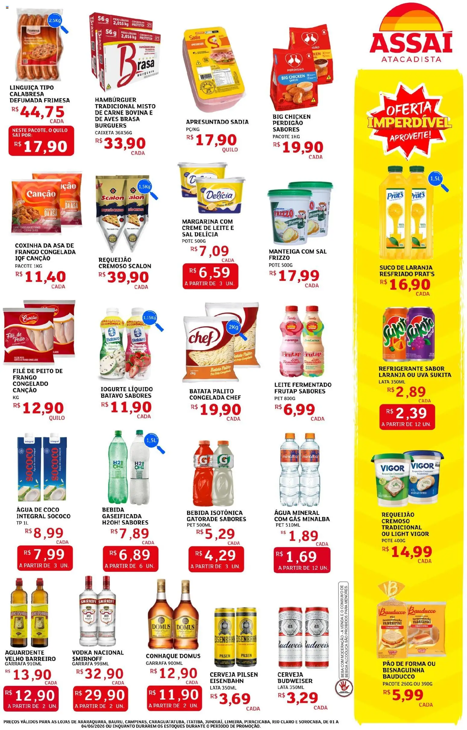 Assaí Atacadista Folheto - válido de 01.06.2026 | Página: 3 | Produtos: Coco, Conhaque, Cerveja, Batata