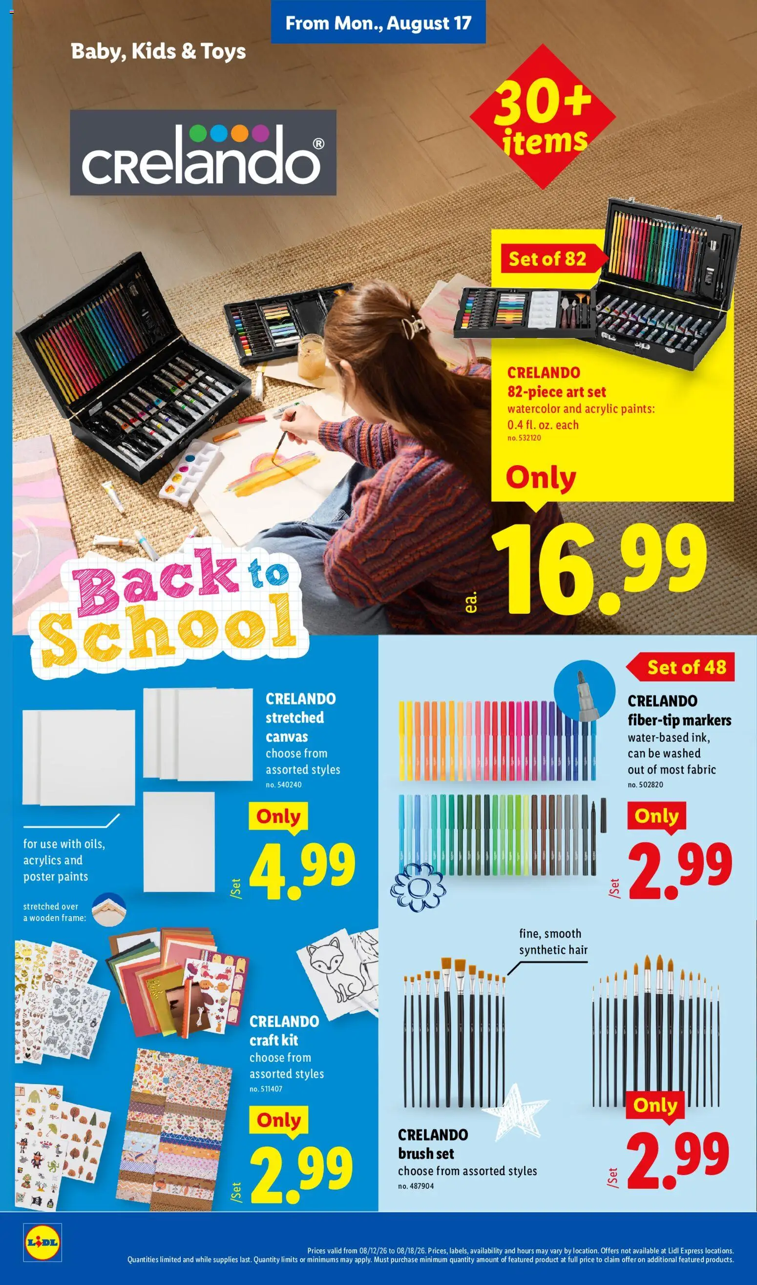 Lidl Weekly Ad - valid from 08/12/2026 | Page: 30 | Products: Canvas, Acrylic, Watercolor, Toys
