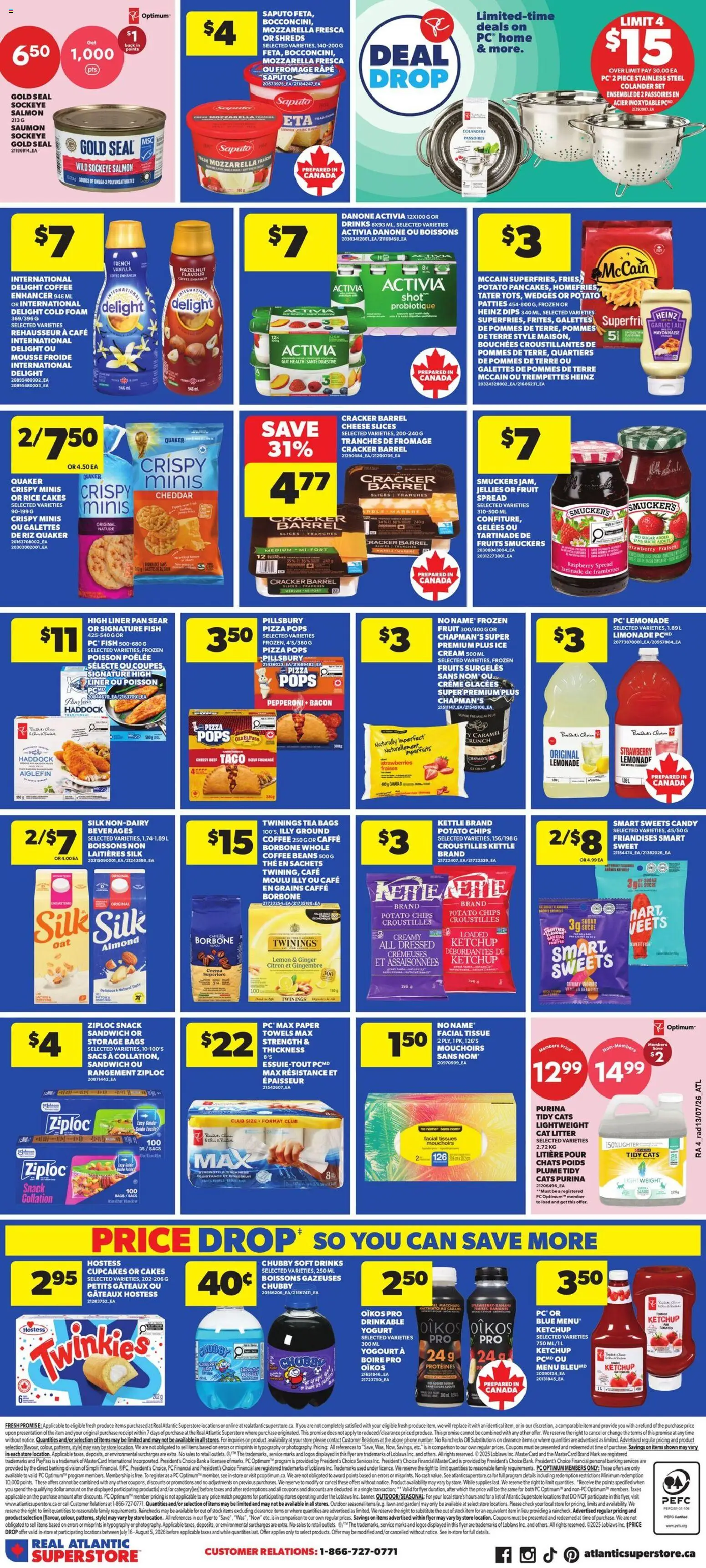 Atlantic Superstore flyer valid from Jul 16, 2026 | Page: 2 | Products: Fish, Cream, Cheese, Yogurt