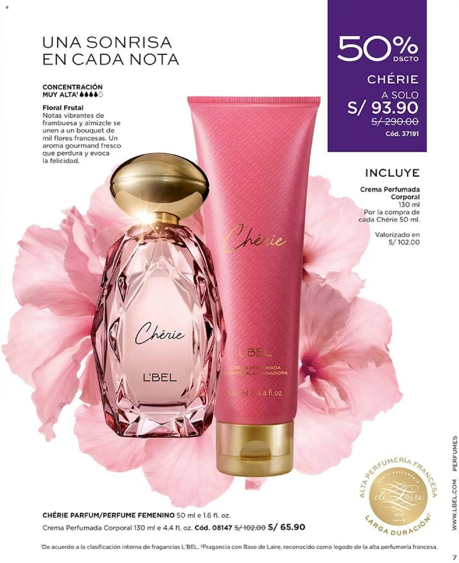 Catálogo L'Bel válido desde 22/08/2026 | Página: 7 | Productos: Perfumes, Crema, Flores