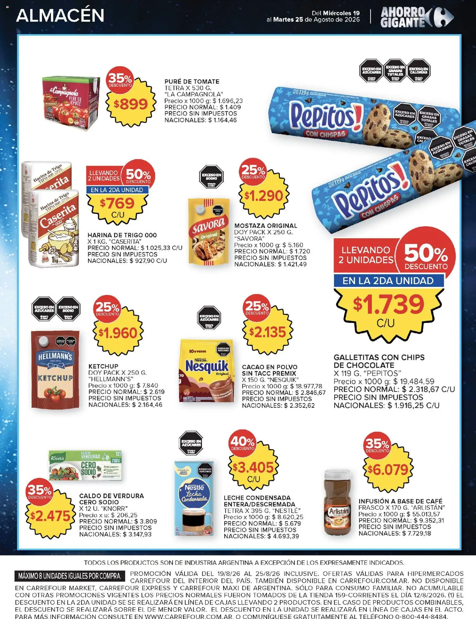 Carrefour ofertas │ válido desde el 19/08/2026 | Página: 5 | Productos: Leche condensada, Galletitas, Harina, Puré