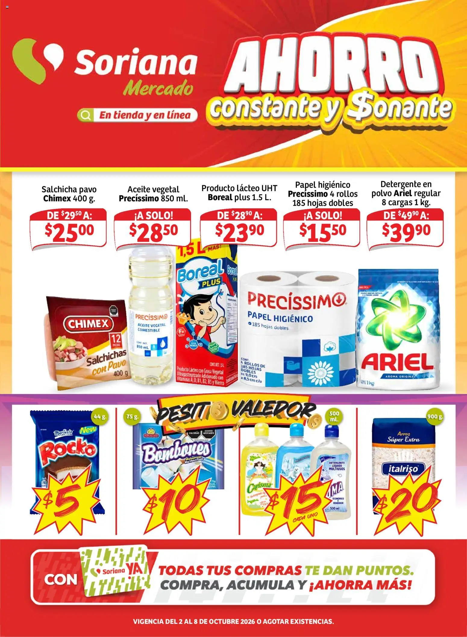 Nuevas ofertas de Soriana válidas en toda la República Mexicana desde el 02/10/2026. ¡Encuentra las mejores ofertas en Soriana Mercado - Ahorro constante y sonante! | Página: 1