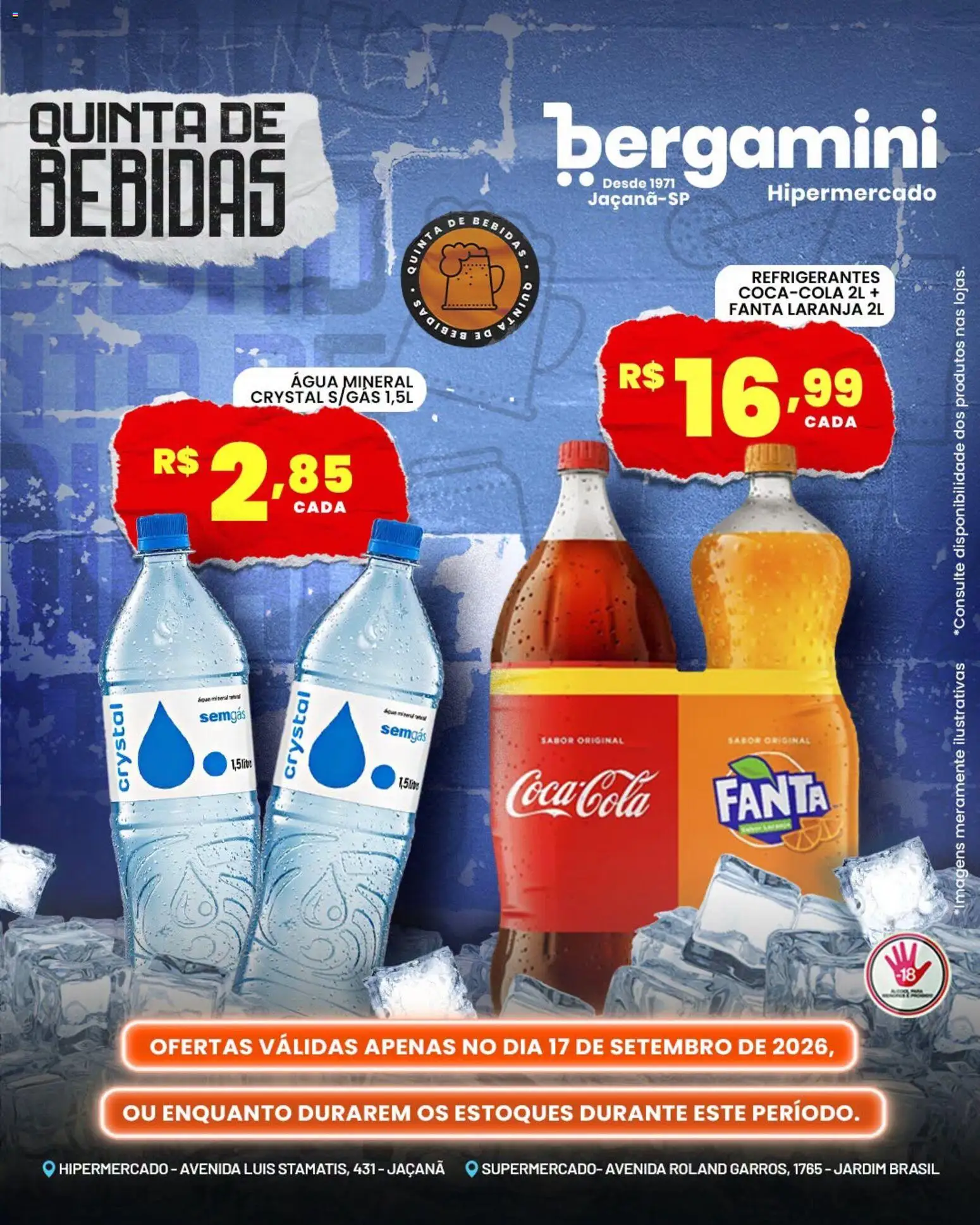 Supermercado Bergamini Folheto - válido de 17/09/2026 | Página: 8 | Produtos: Fanta, Bebidas, Água, Água mineral