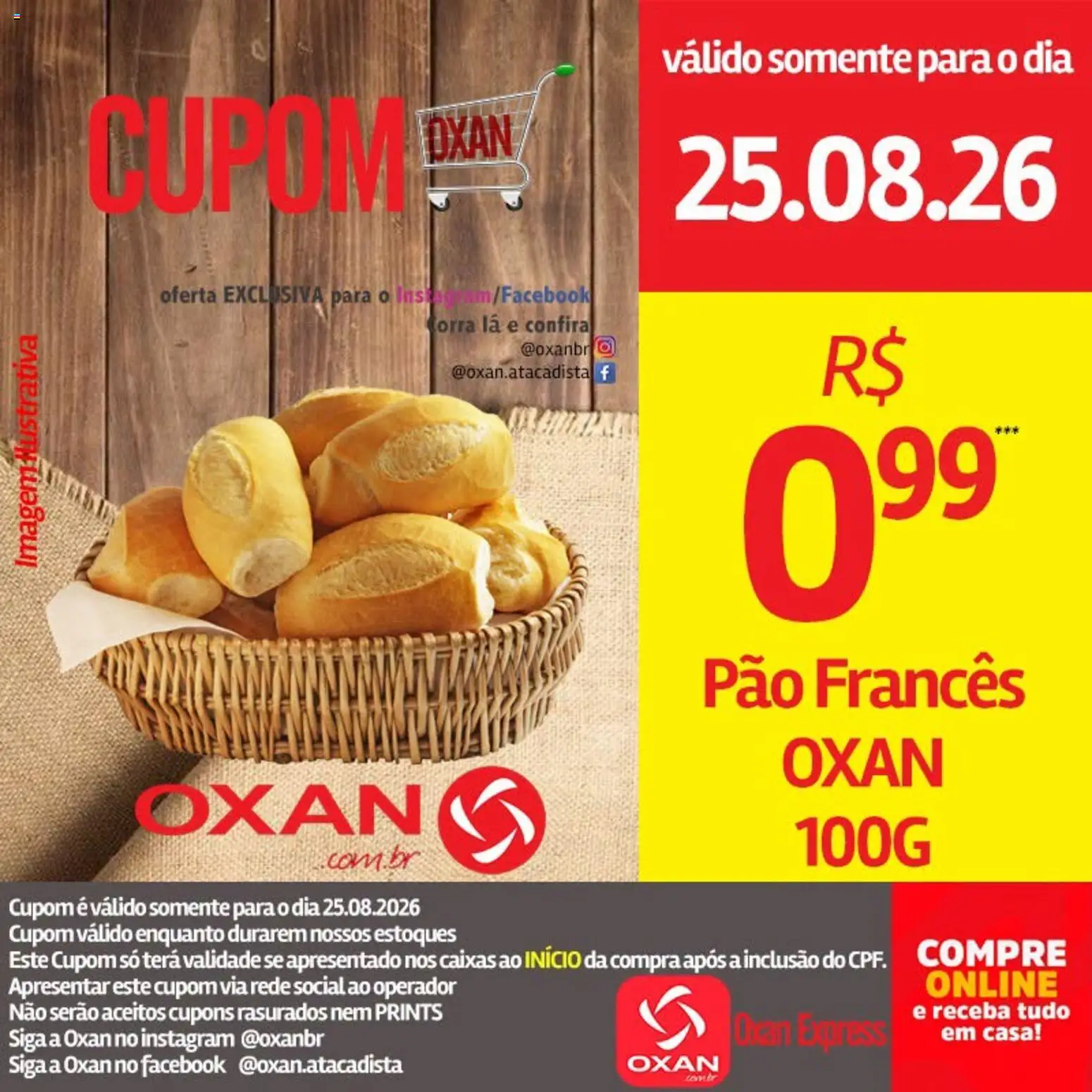 Oxan Atacadista Folheto - válido de 25/08/2026 | Página: 15 | Produtos: Pão, Pão francês