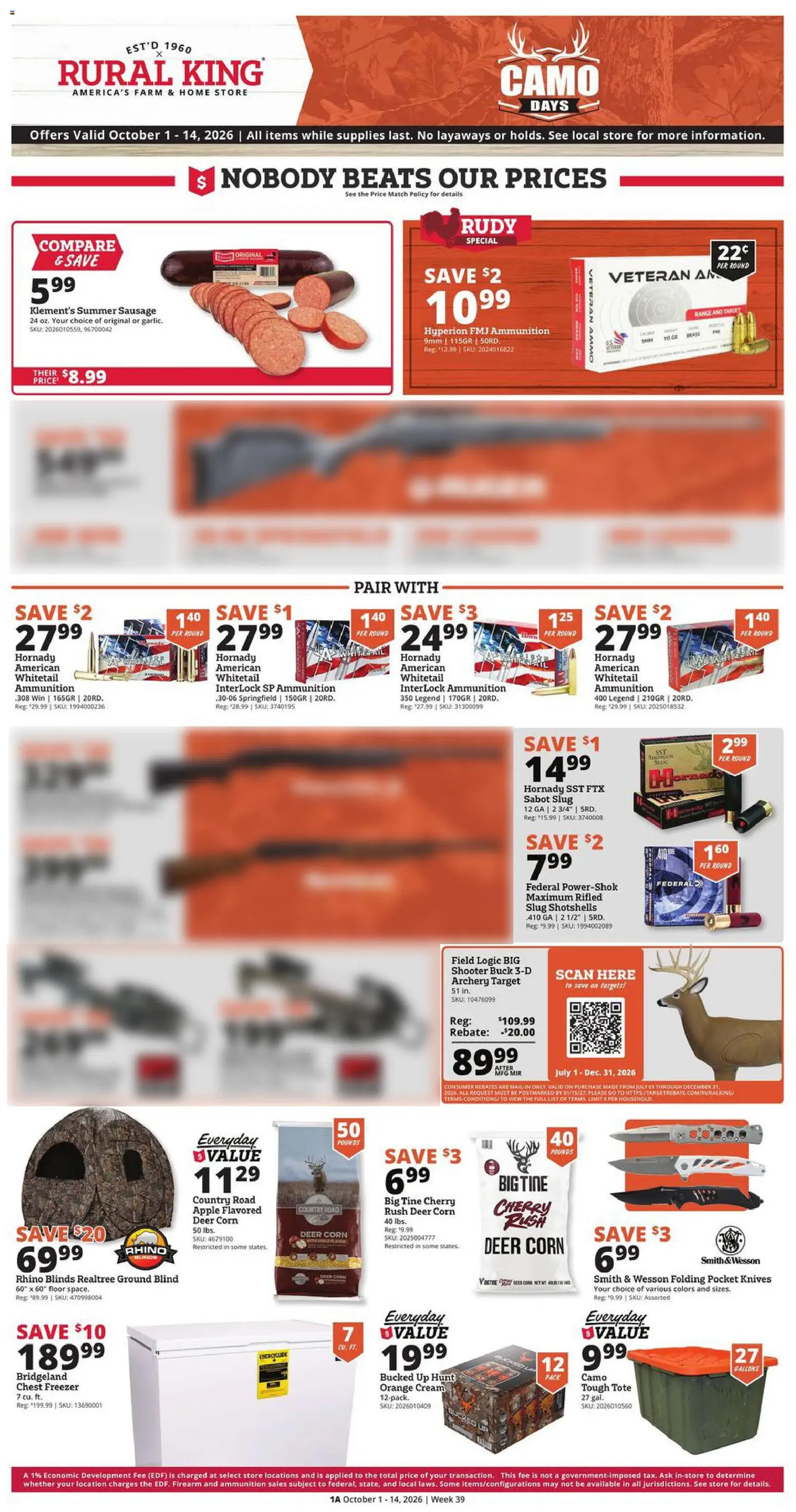 Rural King Weekly Ad - valid from 10/01/2026 | Page: 1 | Products: Shotgun, Knives, Archery, Ammo