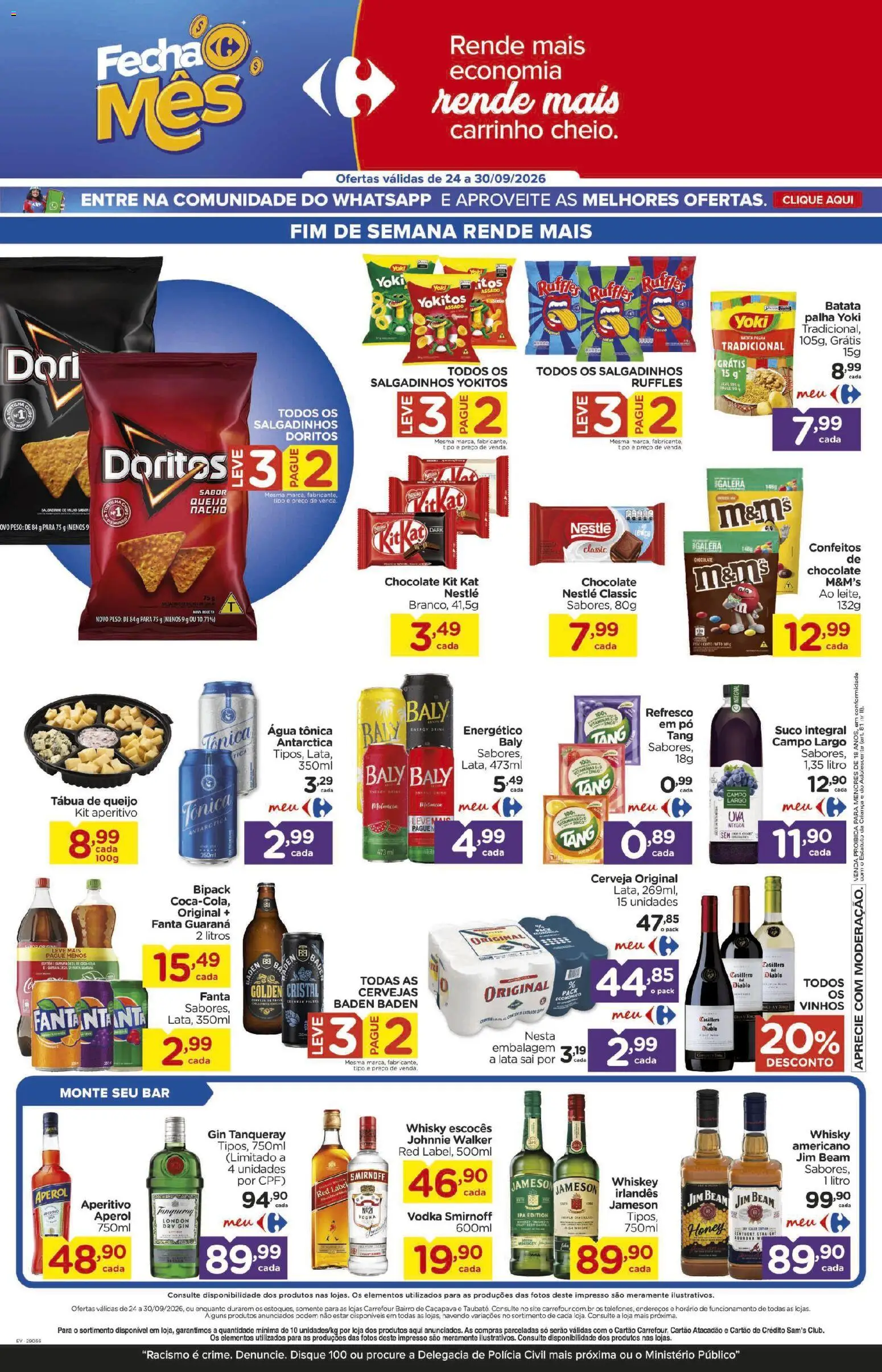 Carrefour Bairro Folheto - válido de 24/09/2026 | Página: 5 | Produtos: Guaraná, Whisky, Cerveja, Salgadinhos