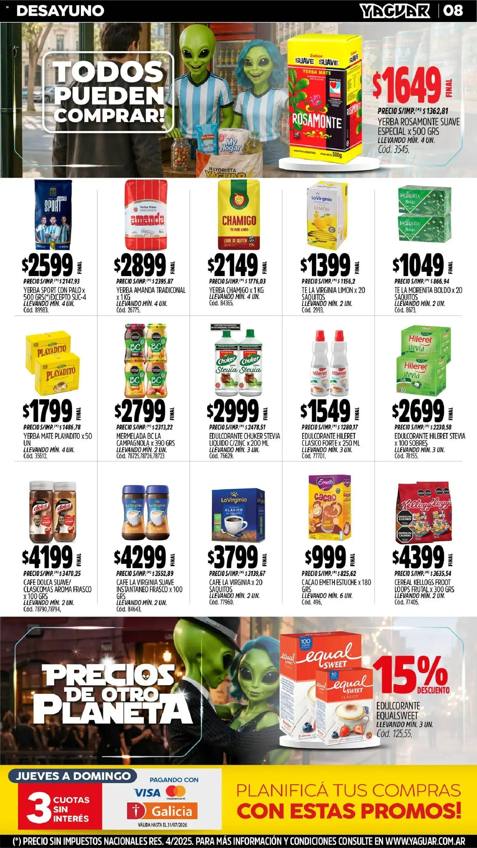 Yaguar - Oferta Semanal Trelew │ válido desde el 29/06/2026 | Página: 10 | Productos: Edulcorante, Limón, Café, Cacao