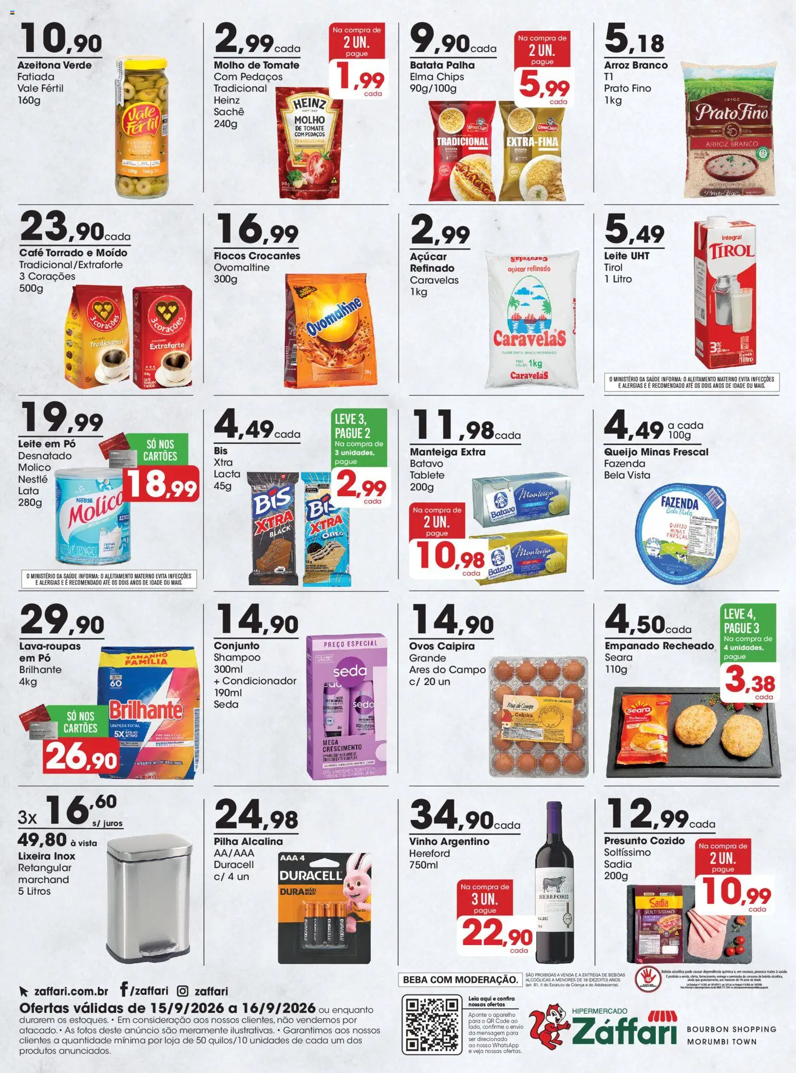 Zaffari Folheto - válido de 15/09/2026 | Página: 2 | Produtos: Leite, Queijo, Ovos, Arroz