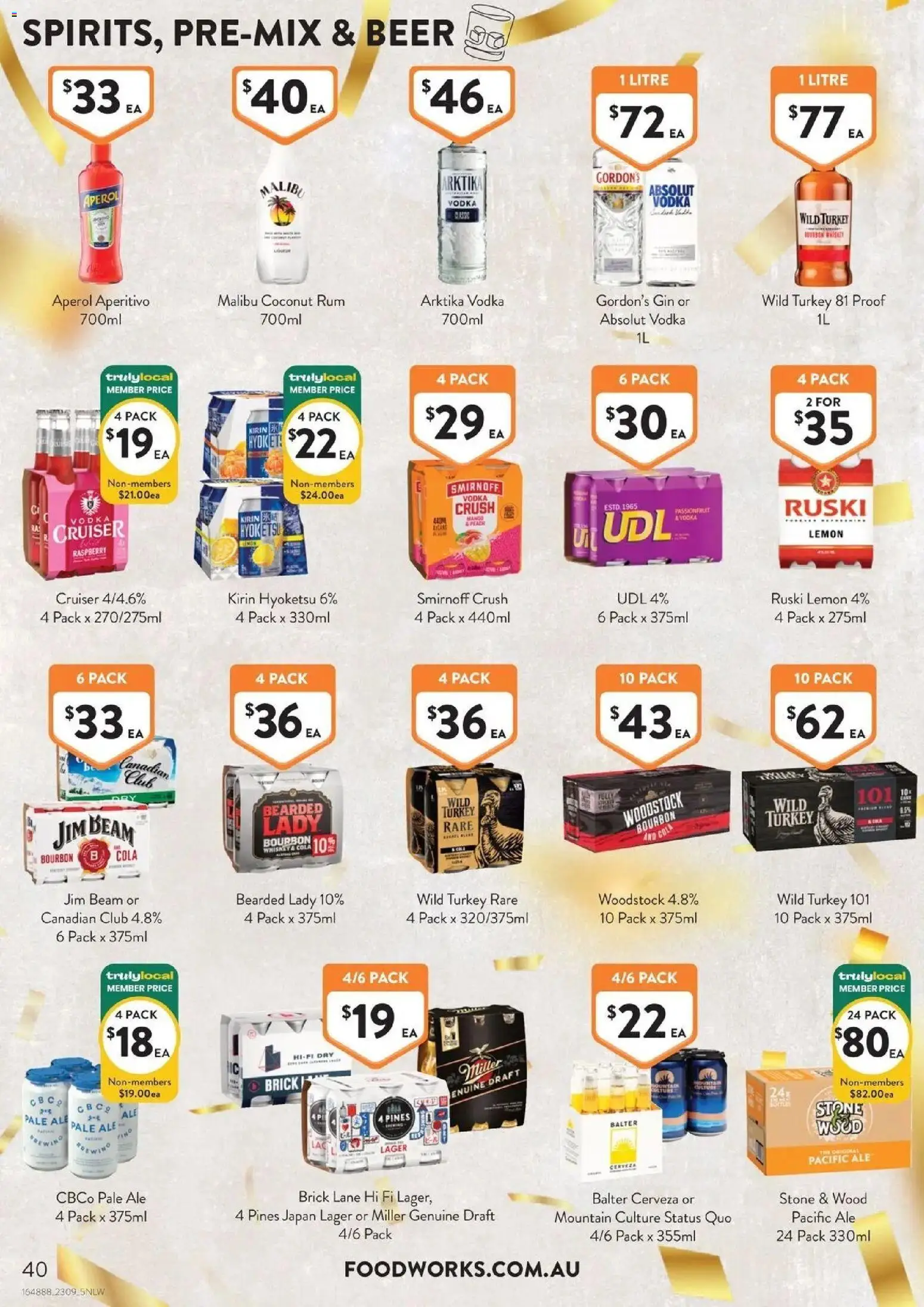 Foodworks catalogue Estella - 23/09/2026 > weekly / monthly specials | Page: 40 | Products: Gin, Passionfruit, Wood, Turkey